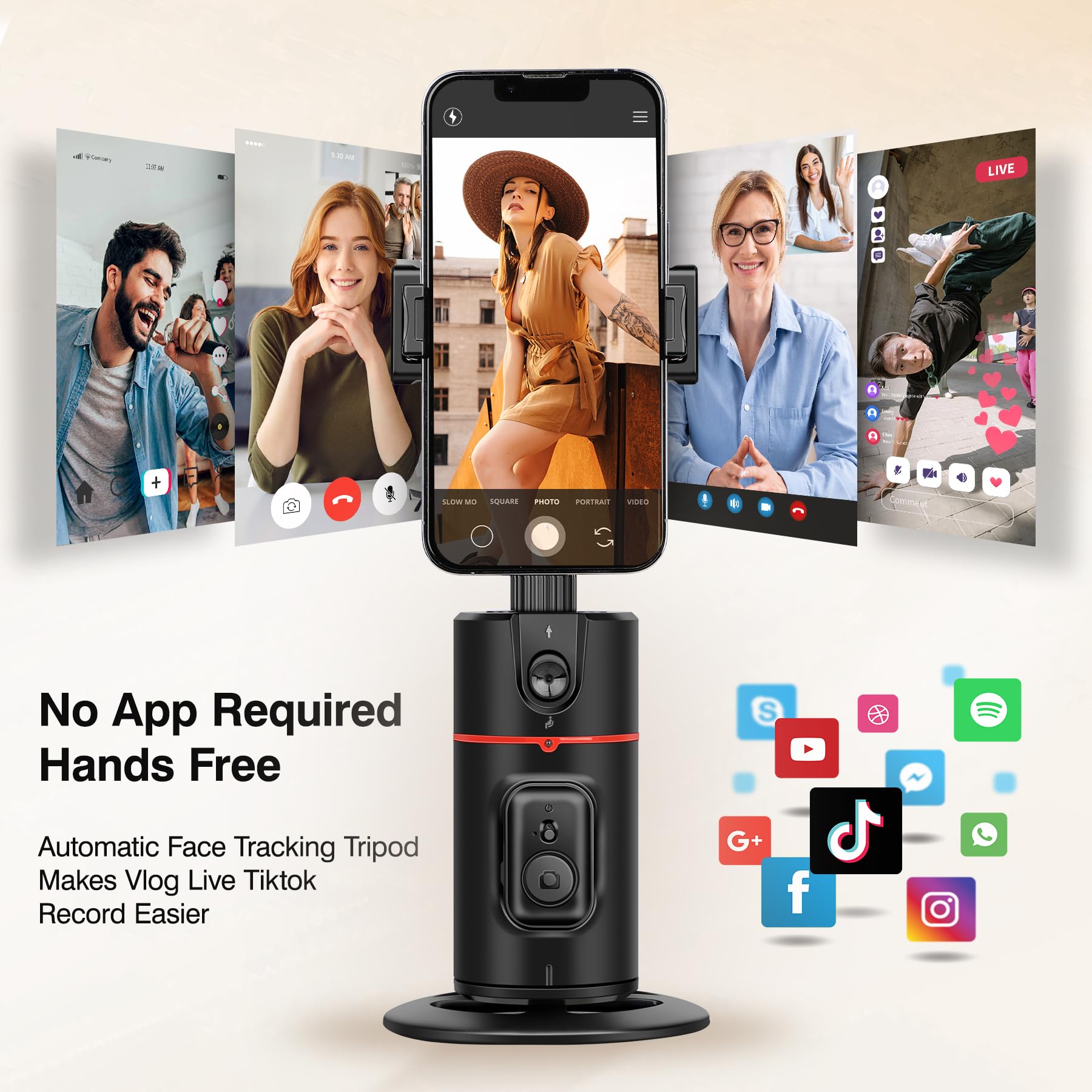 Joilcan Auto Face Tracking Selfie Stick Tripod, 360° Rotation Auto Face Body Tracking Phone Stand With Remote, Rechargeable Smart Gesture Control Phone Holder For Iphone Video Recording Live Tiktok