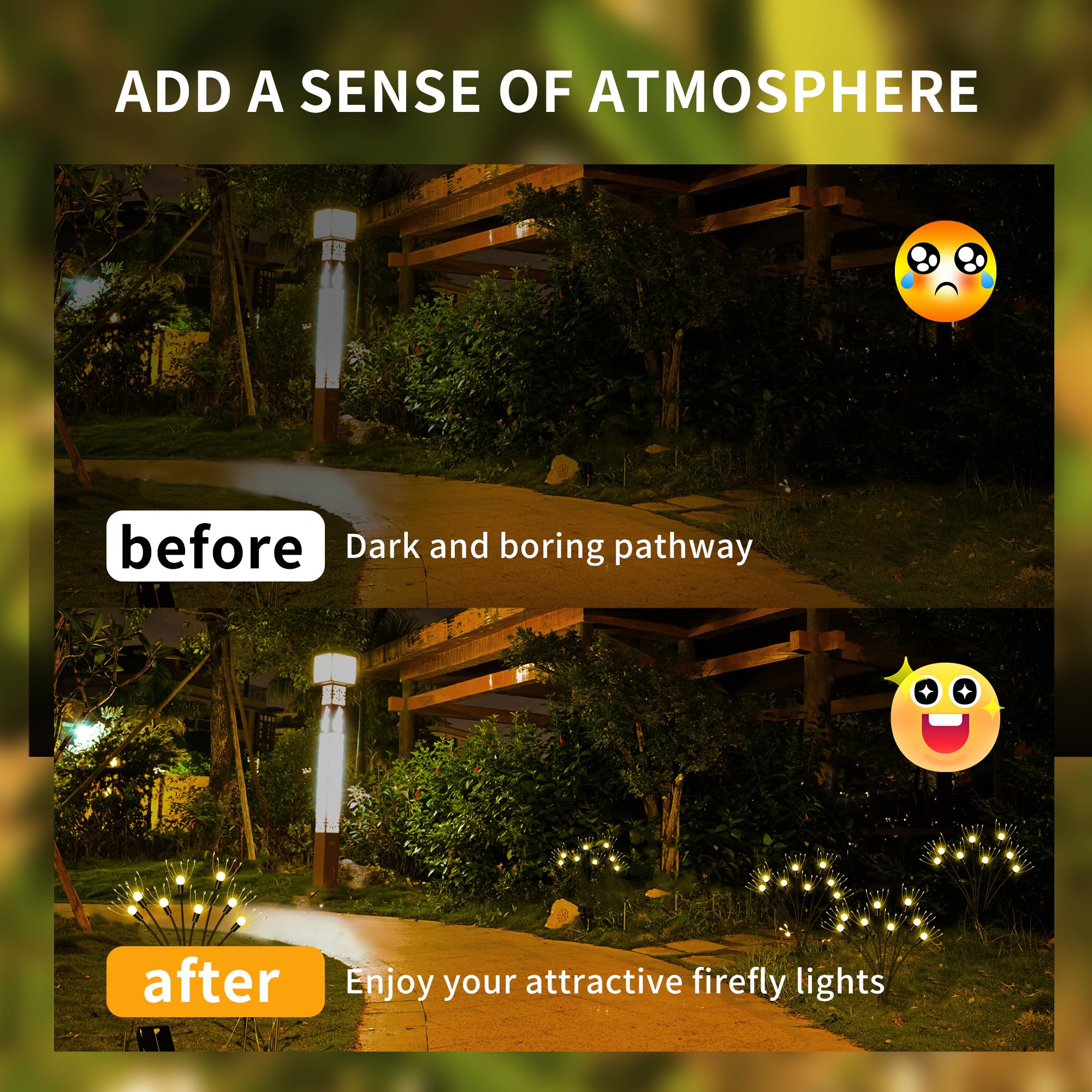 Glarepo Solar Garden Lights, [Innovative  Design] Big Solar Panel With 4 Pack 256 Leds Solar Firefly Swaying Lights, Solar Lights Outdoor Waterproof For Yard For Patio Pathway Landscape Decorative