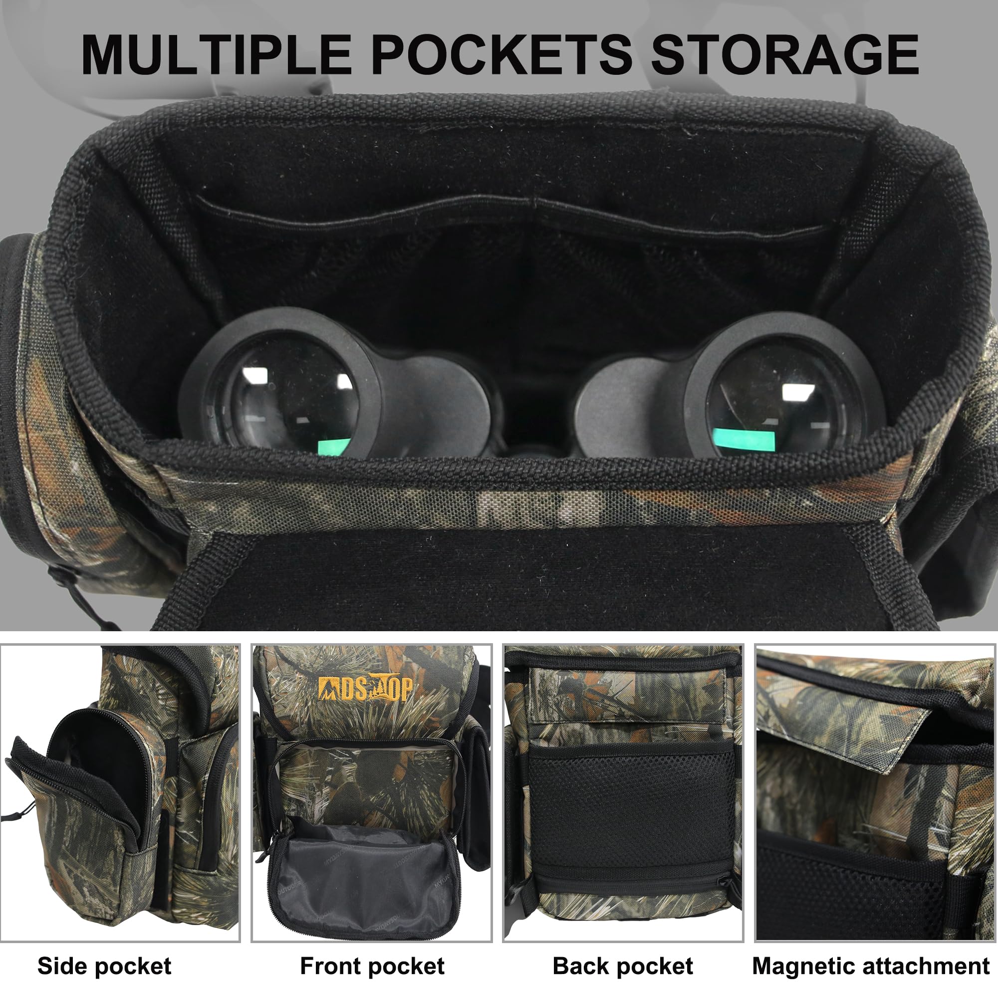 Mdstop Binocular Harness Chest Pack, Bino Case With Rangefinder Pouch, Bino Harness, Binocular Chest Pack, Bino Bag For Bird Watching,Hunting,Hiking,Shooting (Pine Needle Camo)