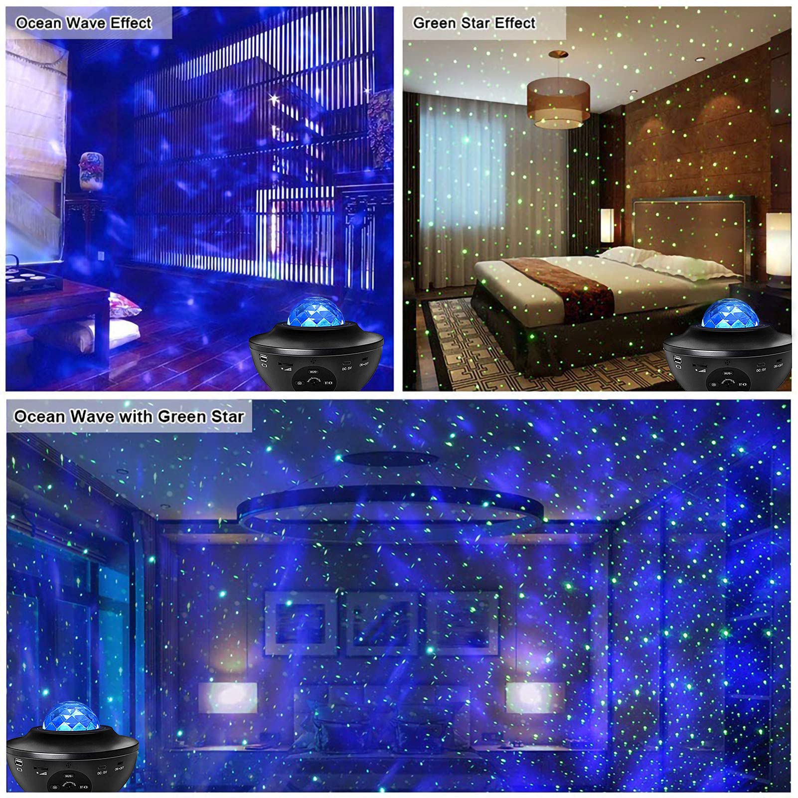 Yabtf Night Light Projector, Galaxy Projector With Remote Control, Star Projector With Led Nebula Cloud/Ocean Wave For Kid Baby'S Bedroom/Game Room/Home Theatre, Built-In Bluetooth Music Speaker