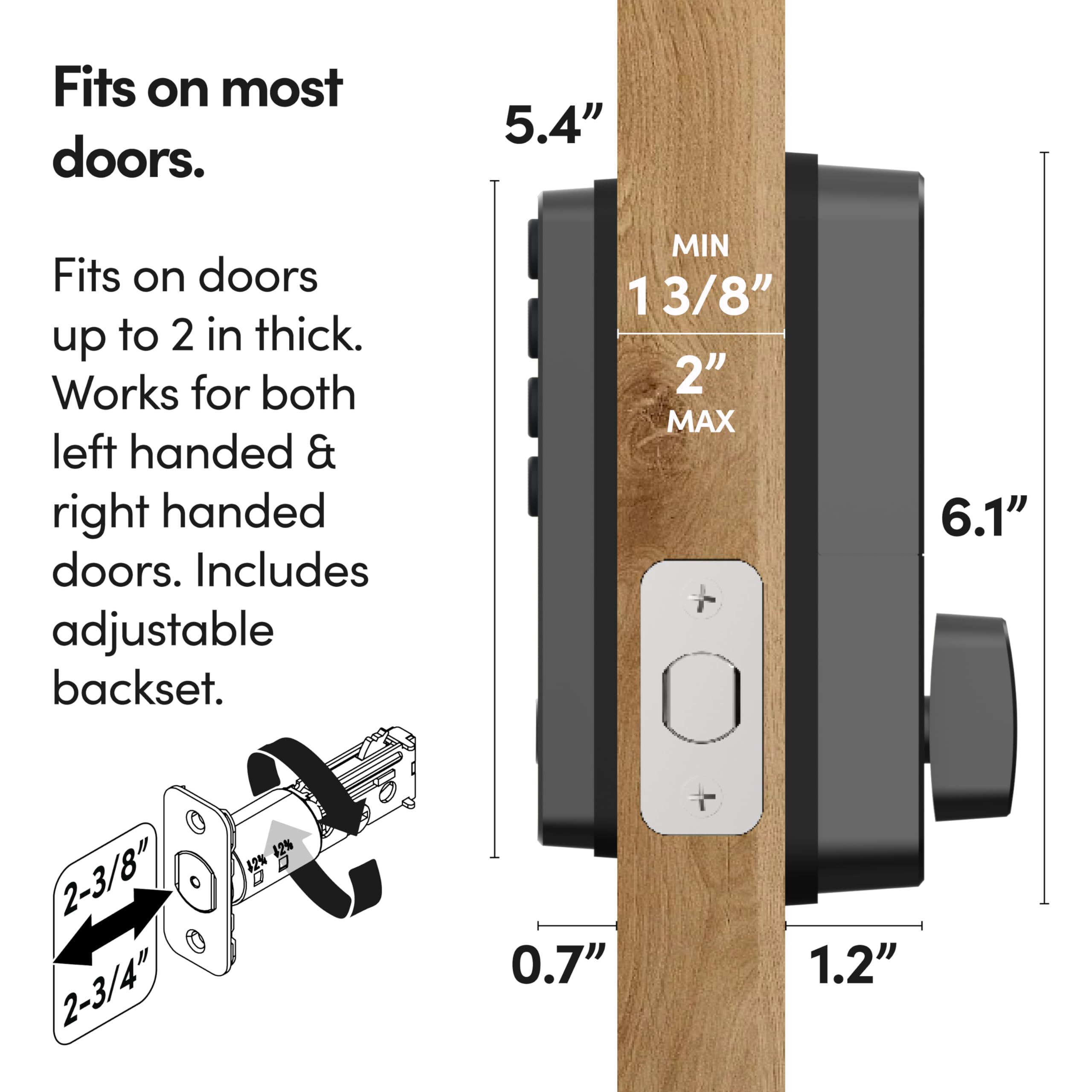 Igloohome () Deadbolt Go Smart Lock W/Fingerprint, Digital Keys, Remote Pin Codes, Apple Watch & Alexa W/Wifi Bridge (Sold Separately) - Tested To Ansi Standards, Easy To Install (Matte Black)