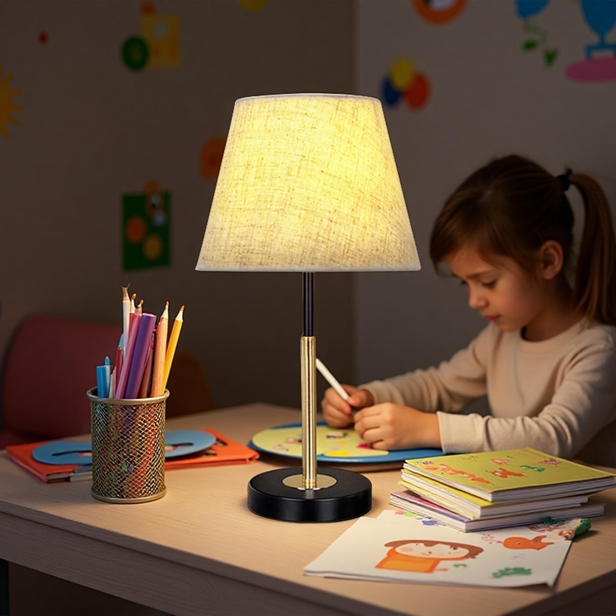 Fgbdnfh Home Decoration Desk Lamp, Bedside Lamp Children'S Living Room Bedroom Study Room Reading Home Office Modern Farmhouse Decoration Retro Shade