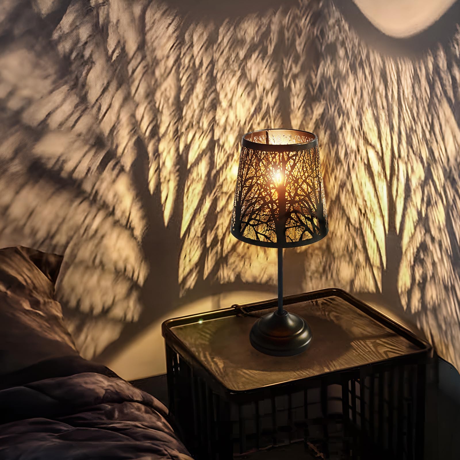 Timeflies Table Lamp With Dimmer, 3 Levels Dimmable Touch Switch, Black Shadow Table Lamp, Cool Night Light For Kids, Bedroom Nightstands Lamp, Lamp For Living Room End Tables