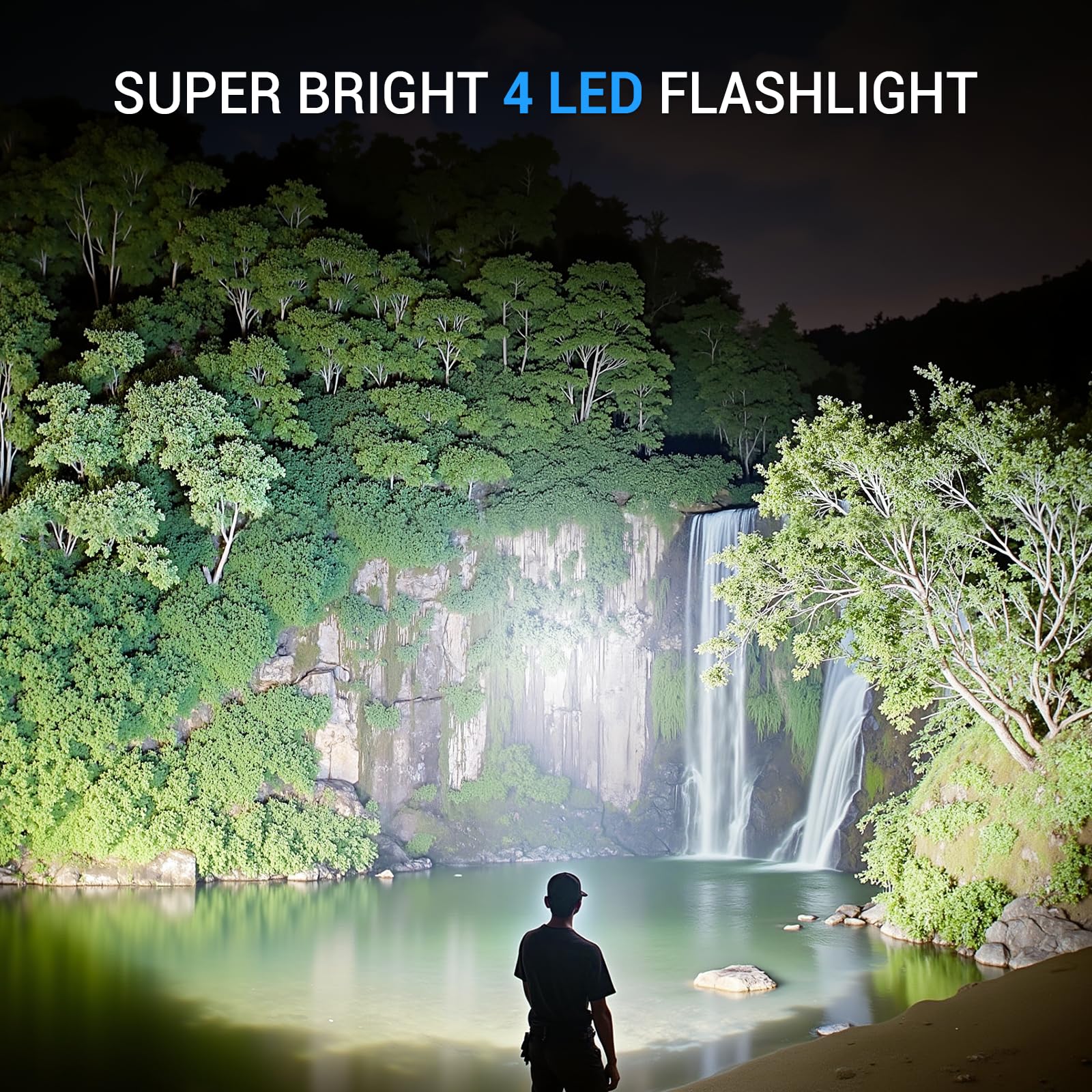 Wdtpro Flashlights Rechargeable High Lumens, 4X Super Bright Led Flashlight, 2000L Powerful Flash Light Waterproof With Memory Function, Long-Lasting, Utility Flashlight For Home Camping Hiking,