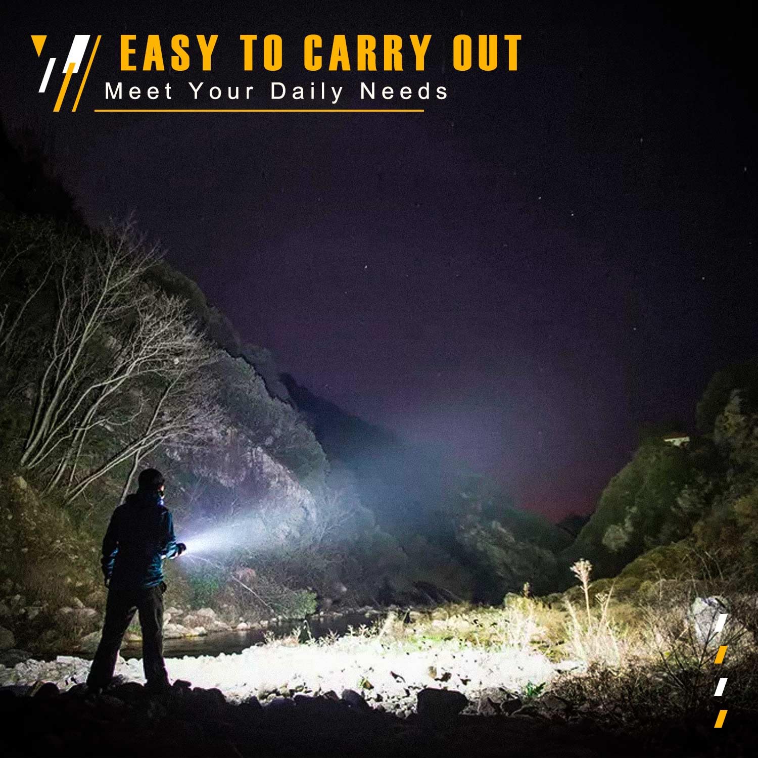 Csndice Flashlights High Lumens Rechargeable,8000Lm Spotlight Flashlight,Ip65 Waterproof Rechargeable Flashlight,Linterna Recargable 6000Mah Long Lasting For Camping,Boat,Walking,Farm.(Black)
