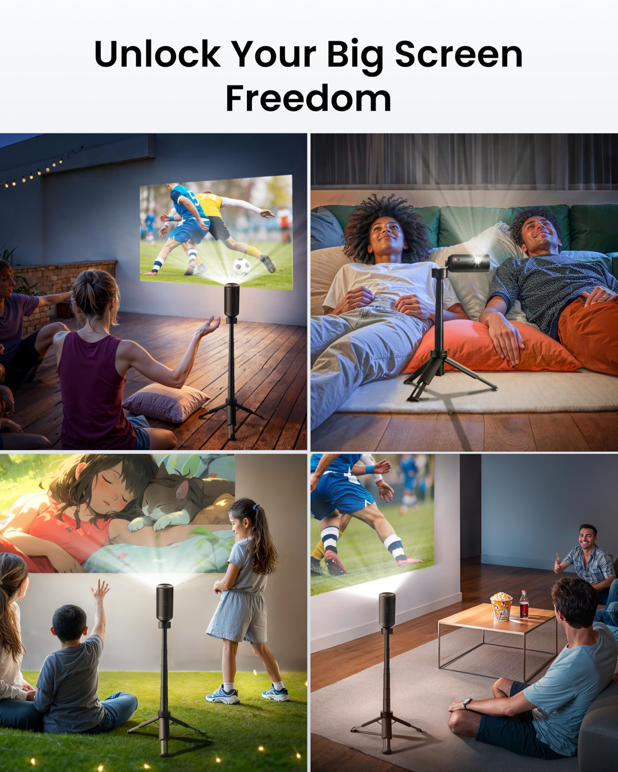 Nebula Capsule Power Bank Tripod, Up To 2H Built-In Battery, Adjustable Height From 215Mm To 840Mm, 0-90 Degree Adjustable Viewing Angle, 3S Easy Setup, For The Capsule Series (Only Tripod)