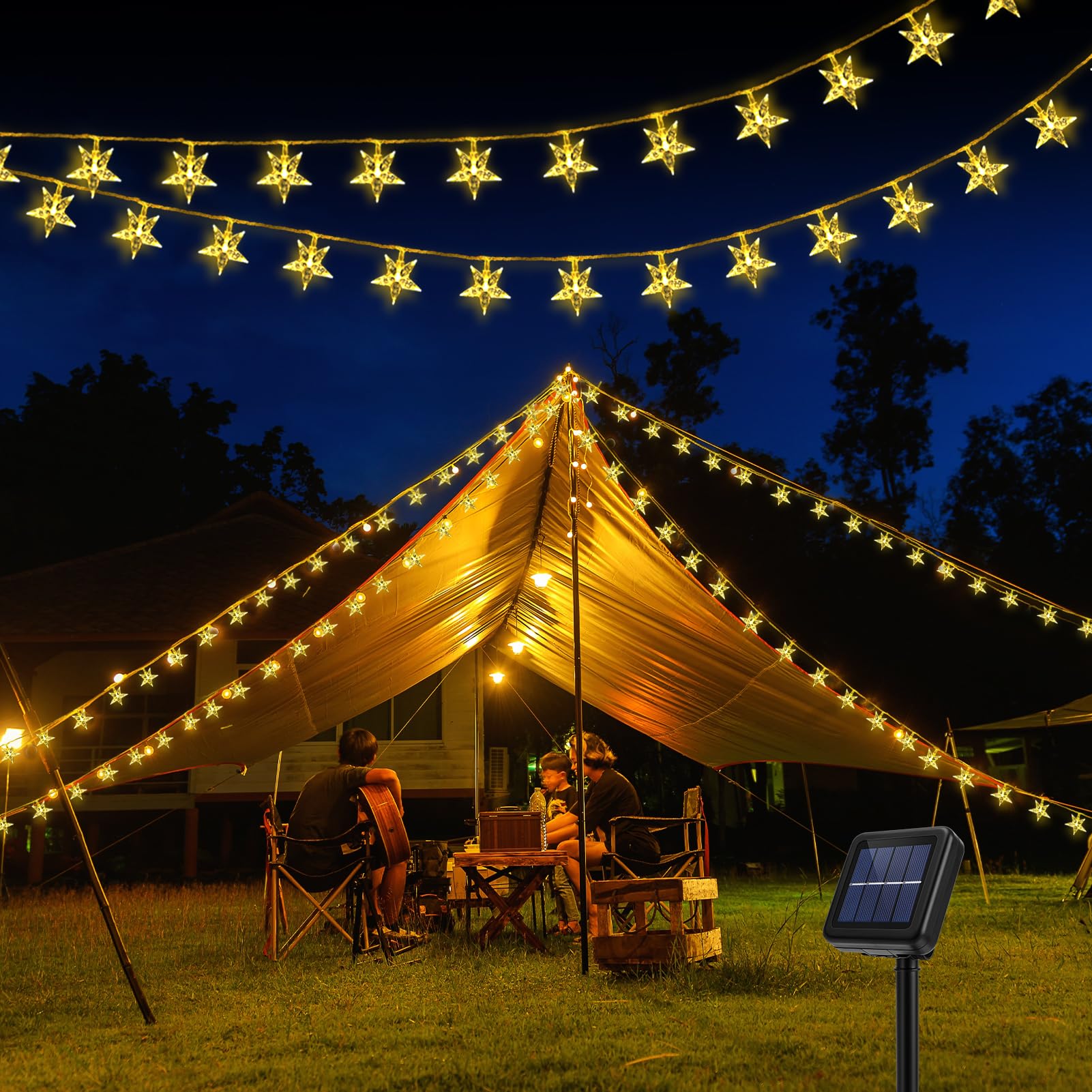 Reyeeinc Solar String Lights Camping, Star Solar Powered Twinkle Lights Outdoor Waterproof With 100 Leds 8 Modes For Campsite, Tent, Camping Hammock, Rv Awning, Playhouse, Tree House Decorations