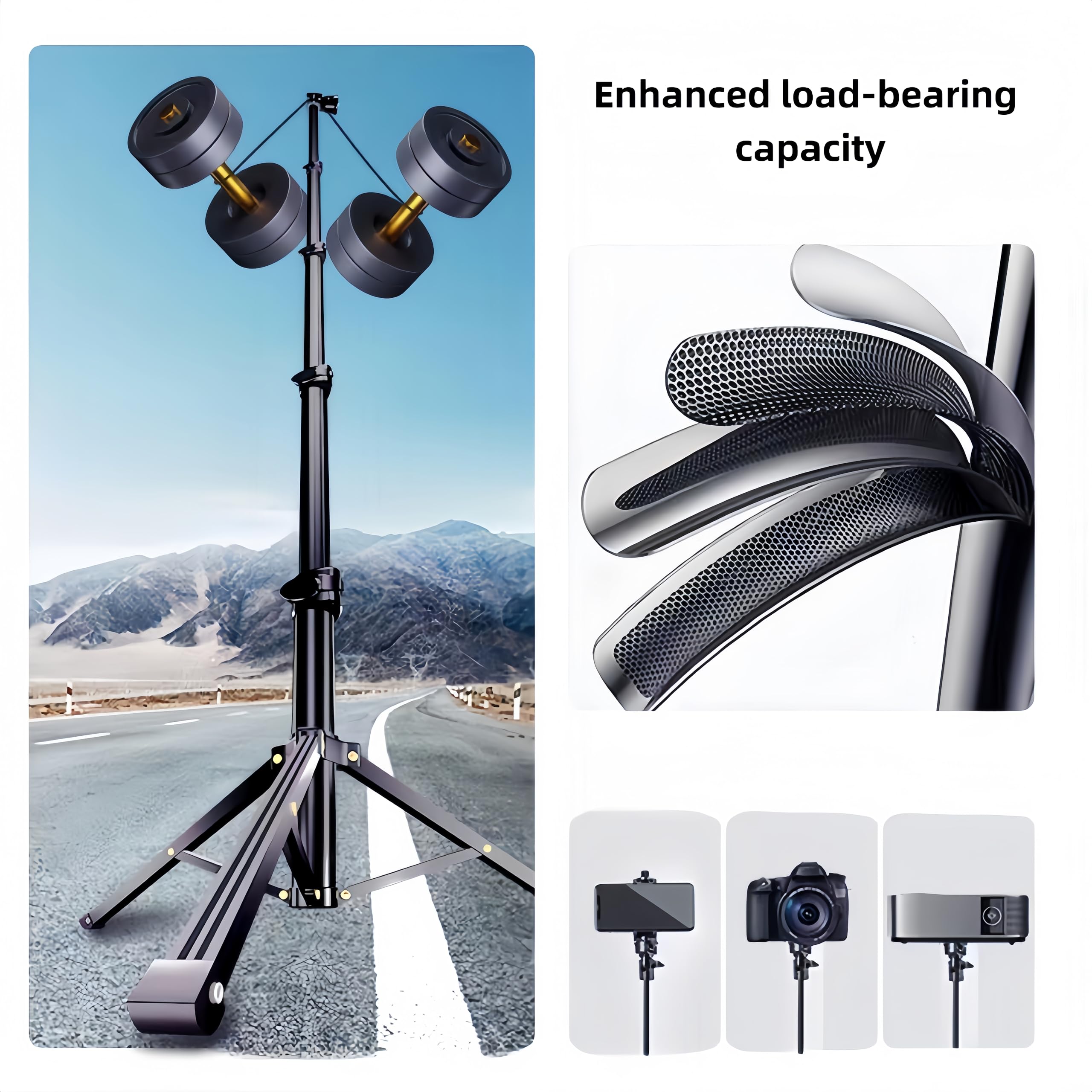 Smart Rice 61 Inch Lightweight Phone Tripod Stand With Remote And Holder ，Versatile Stand For Iphone, Android, Video Recording, And Webcamera,Portable Travel-Friendly Smartphone Tripod