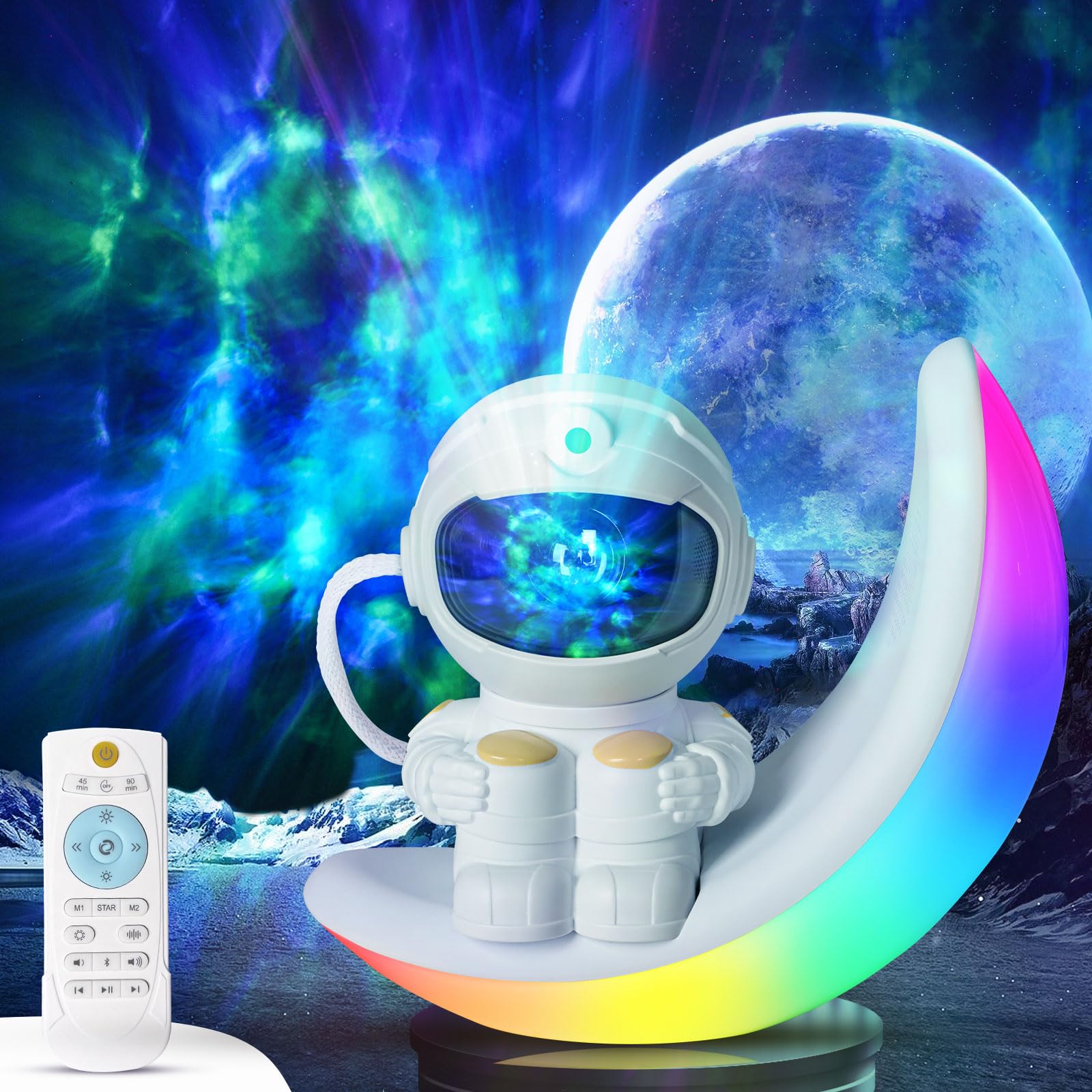 Poptrend Star Galaxy Night Light Projector For Kids Bedrooms - Astronaut Space Projector - With Remote Control And Timing Function - For Home Theater, Party, Living Room Decoration