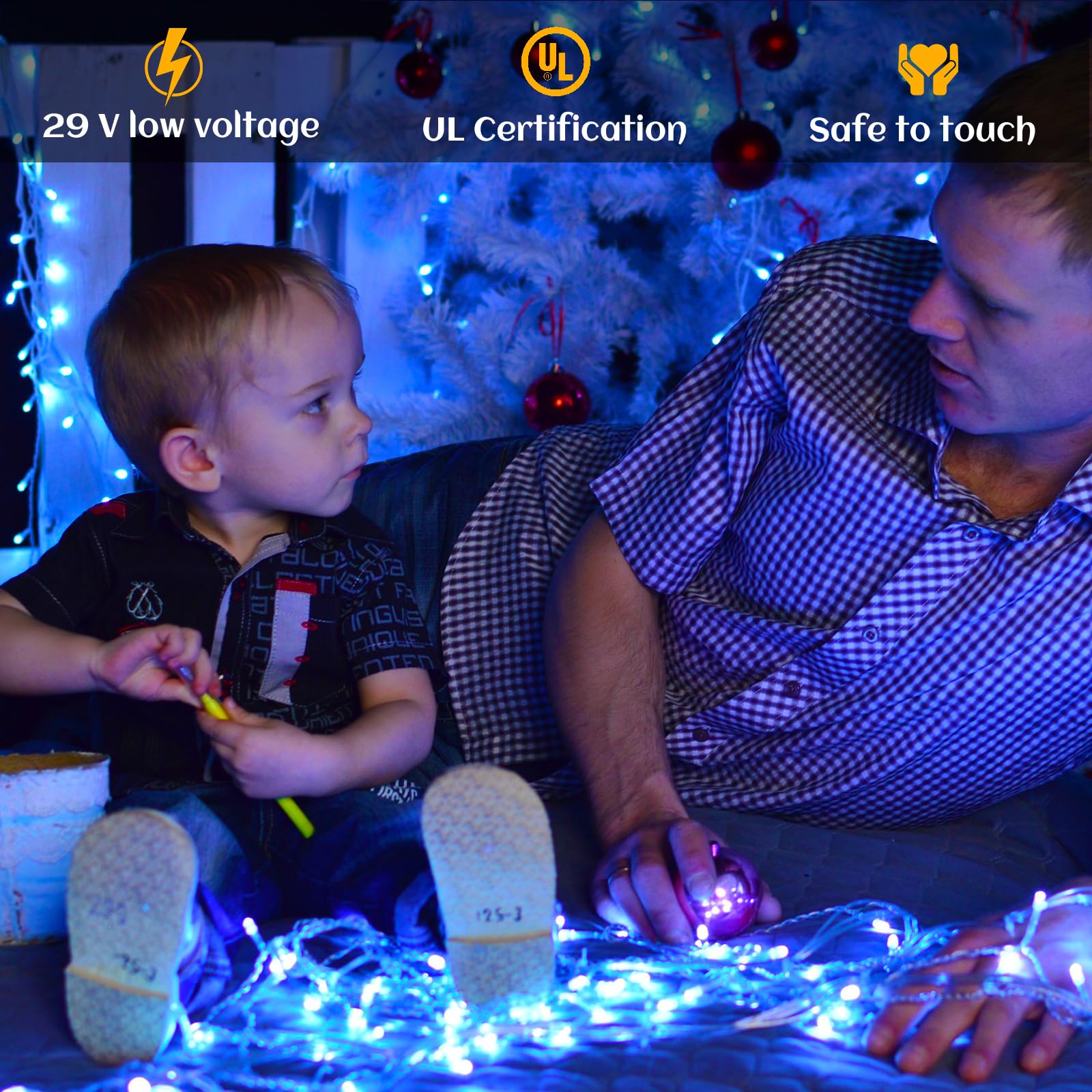 Nielfoi Icicle Lights Outdoor - 33Ft Christmas Lights With 400Led 75 Drops 8 Modes, Plug In Curtain String Lights Waterproof For Holiday Wedding Party Home Garden Bedroom Indoor Outdoor Decoration, Blue