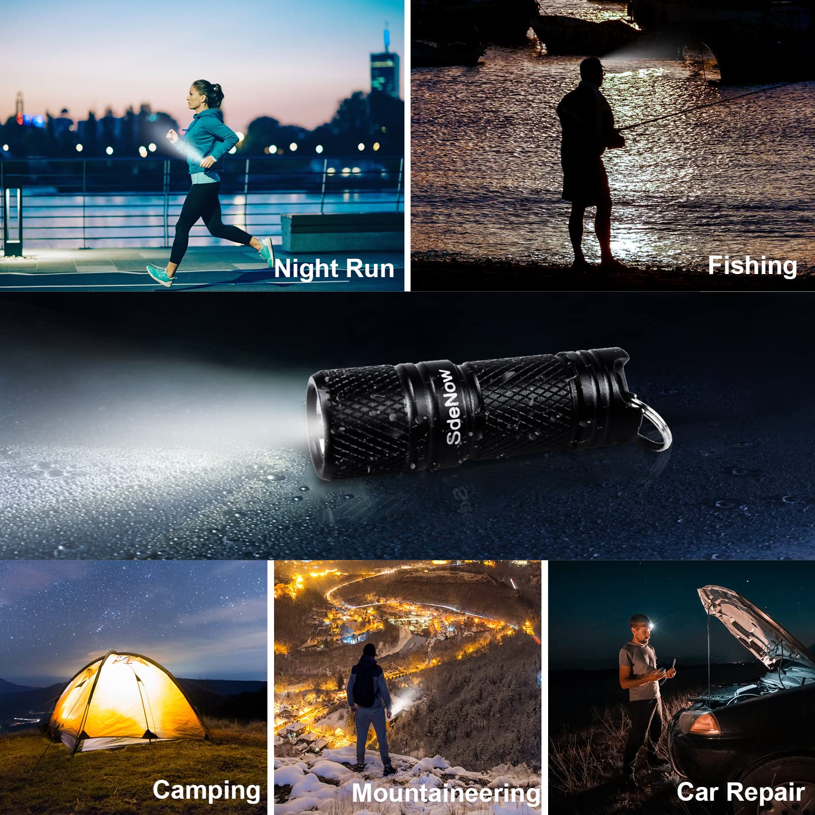 Sdenow  200 Lumen Tiny Rechargeable Led Keychain Light Pocket Edc Torch With Battery And Usb Cable