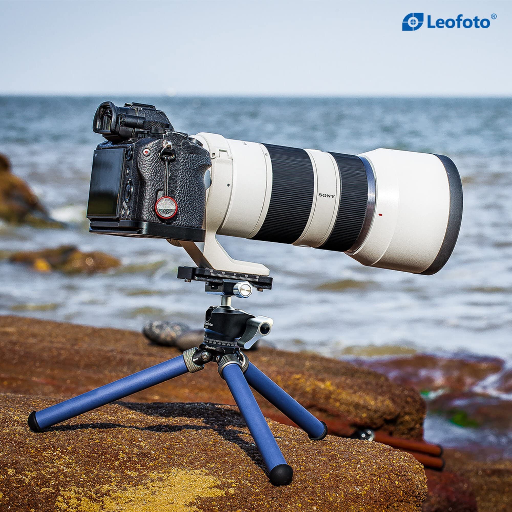 Leofoto Mt-02C+Lh-22 Carbon Fiber Mini Travel Tabletop Tripod With Ball Head Kit (Blue)