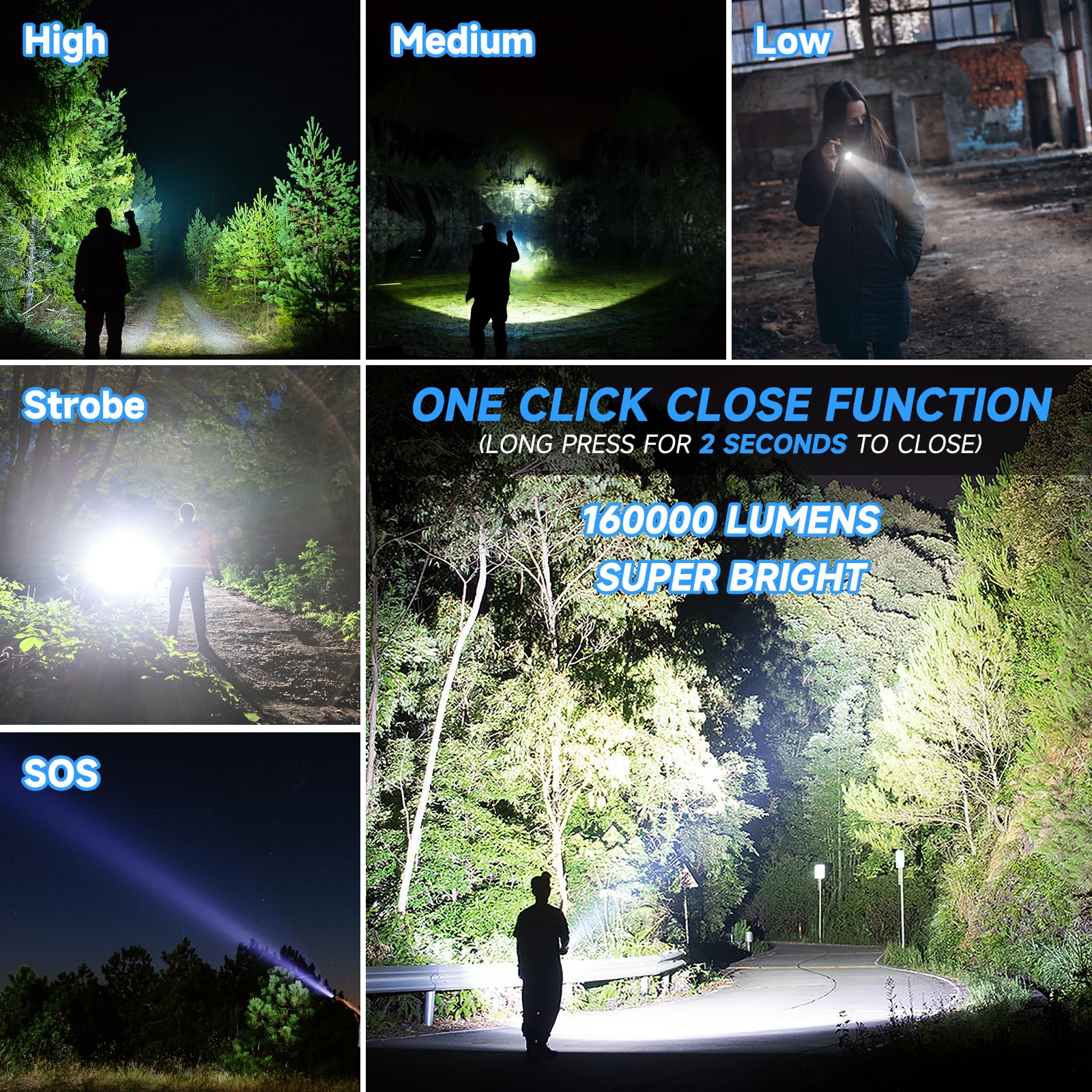 Unicumoo Rechargeable Flashlights High Lumens, Utility Flash Light Portable, 1000 Lumens Super Bright Led Flashlight Waterproof With Usb Cable, 5 Modes Zoomable Brightest Flashlights For Home/Outdoor