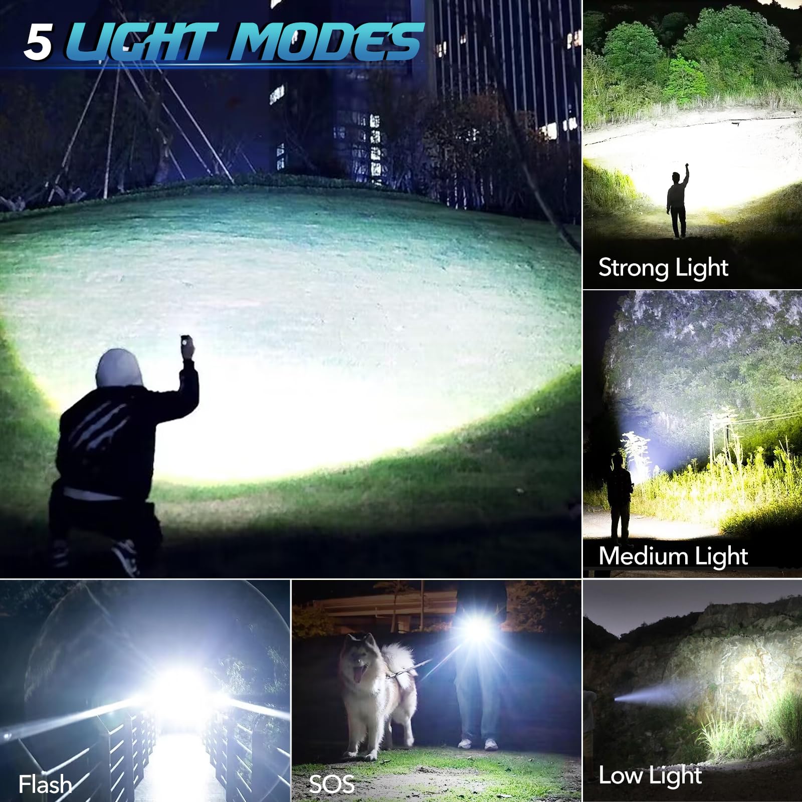Wordtaiki Rechargeable Flashlights 990,000 High Lumens Flashlight Super Bright High Powered Led Flashlight With Zoomable & 5 Modes,Waterproof Powerful Handheld Flash Light For Home Emergencies