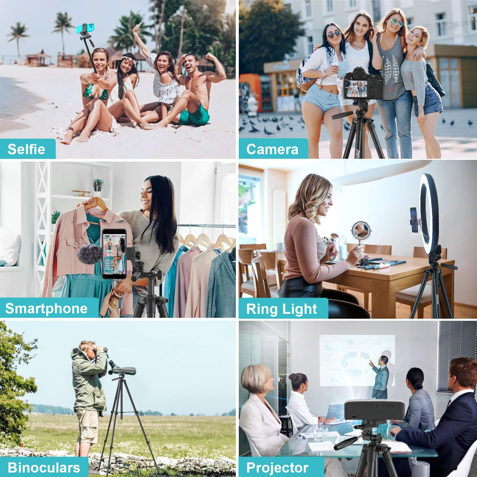 Jishane 71" Camera Tripod, Versatile Cell Phone Tripod With Wireless Remote Phone Holder And Carry Bag, Lightweight Portable Camera Tripod Stand Compatible With Smartphone Cameras, Max Load 6.6 Lbs