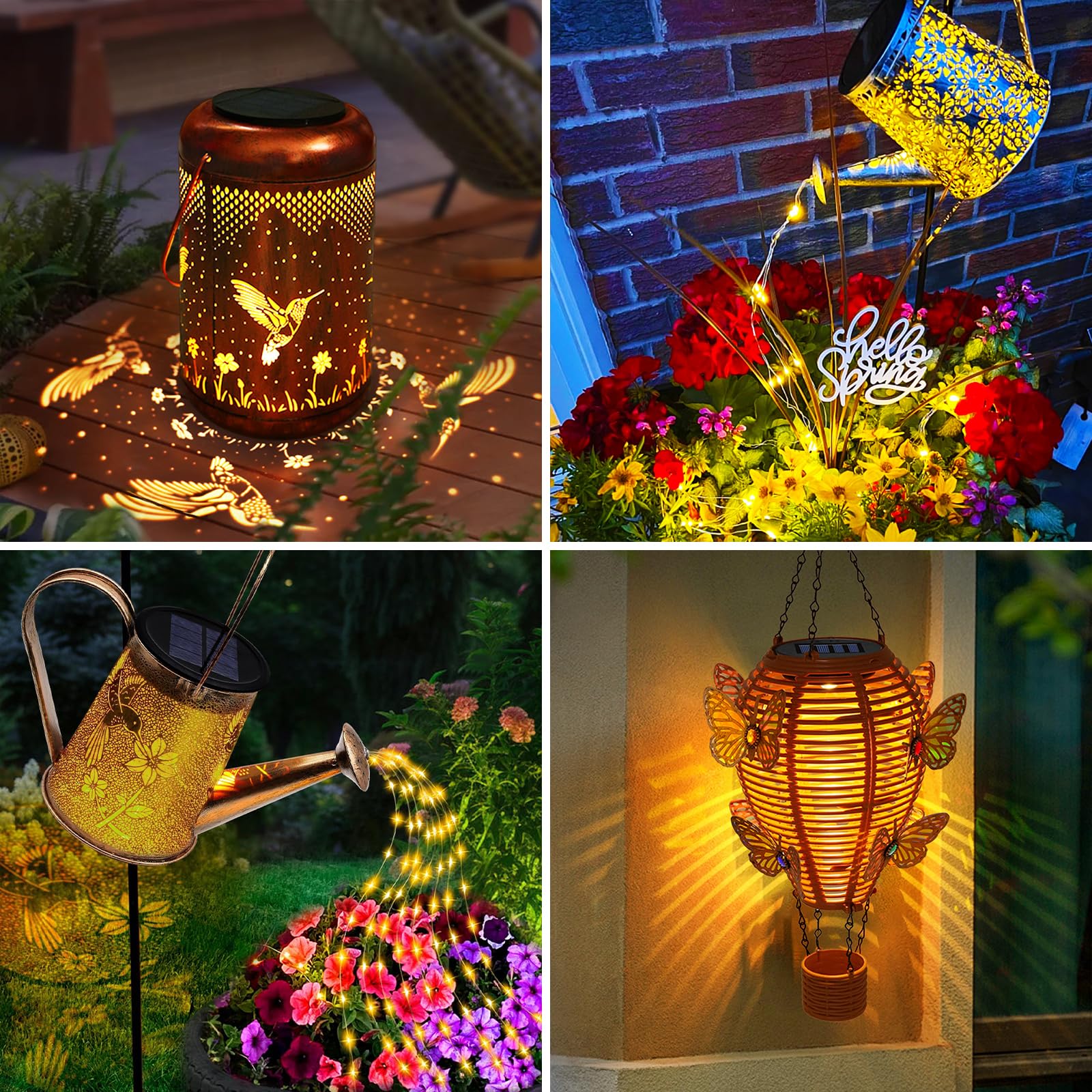 Vookry Watering Can Solar Lights - Replacement Top With 3.5Ft 80 Led Flashing String Lights, Outdoor Waterproof Solar Lantern Battery Box Accessory