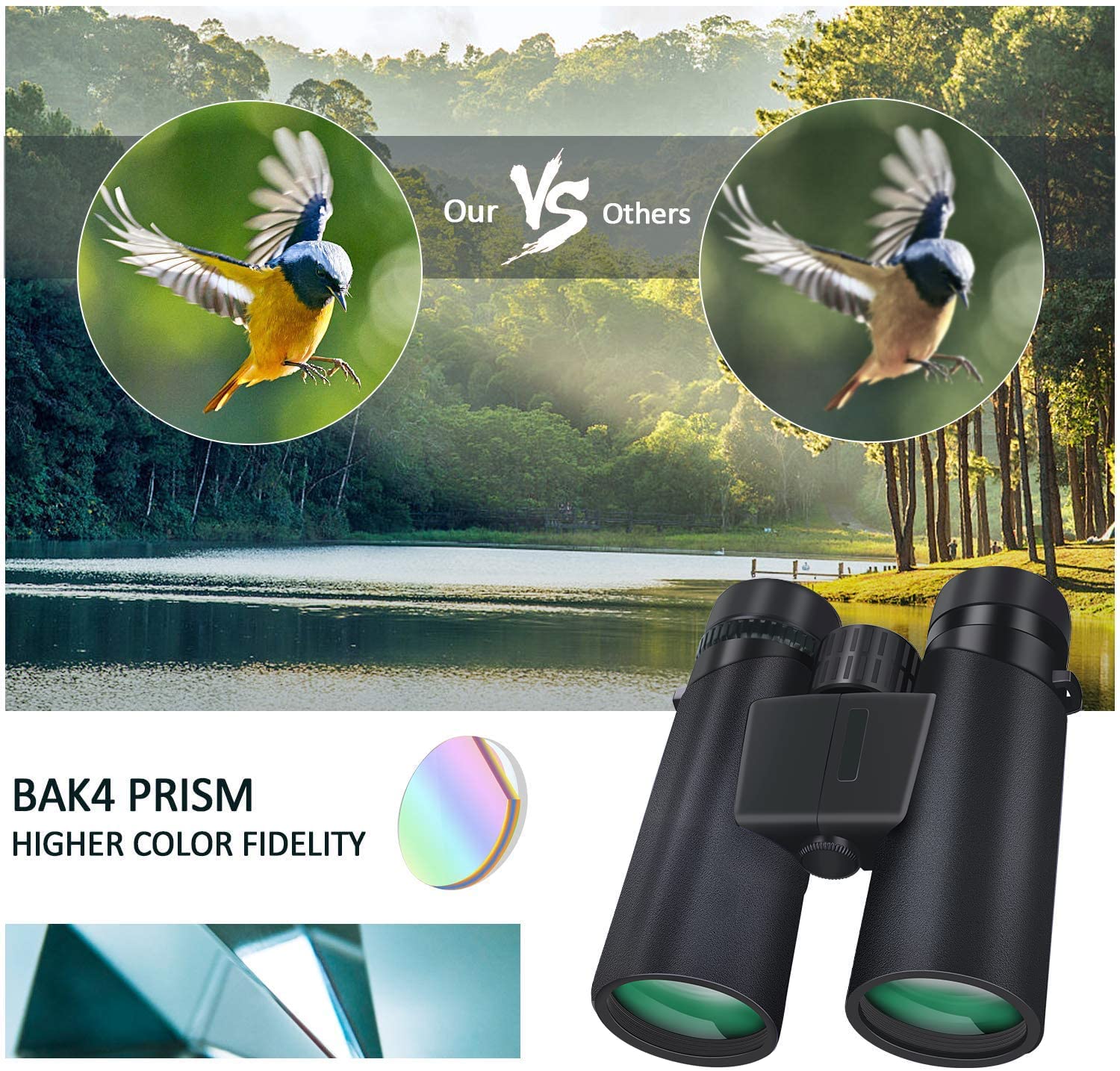 Lukang 10 X 42 Binoculars For Adults & Bird Watching Binoculars, Bak4 Prism, Fmc Lens, 1.10Lb Light Binoculars, With A Smartphone Adapter, For Bird Watching, Hunting, Travel, Sports Events
