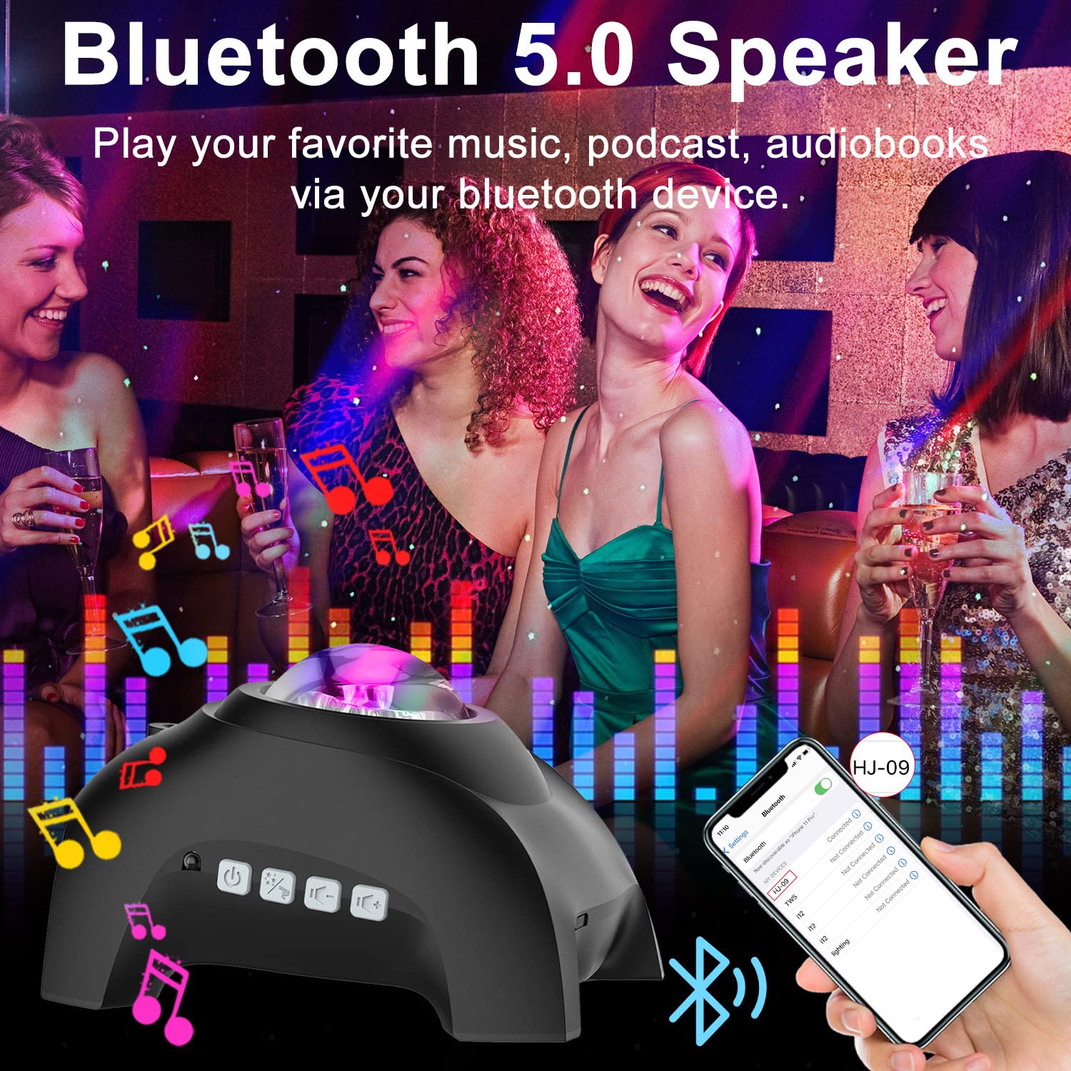 Cimelr Star Projector,Galaxy Light Projector Music Bluetooth Speaker And White Noise, Aurora Projector With Remote Control,Night Lights For Home Decor Bedroom/Ceiling