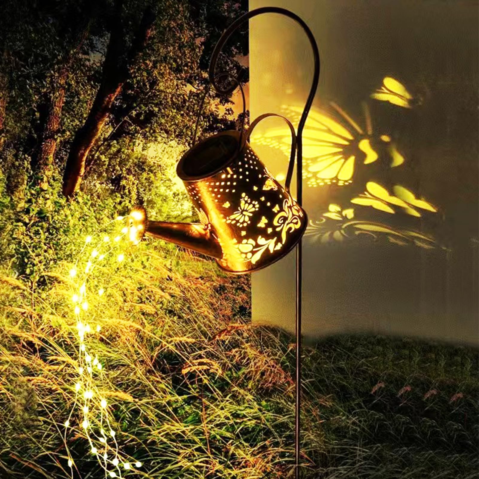 Yevheniy N\A Solar Butterfly Garden Light,Solar Watering Can Lights Outdoor Garden Ornaments Waterproof For Pathway Yard Lawn Patio Landscape Decor