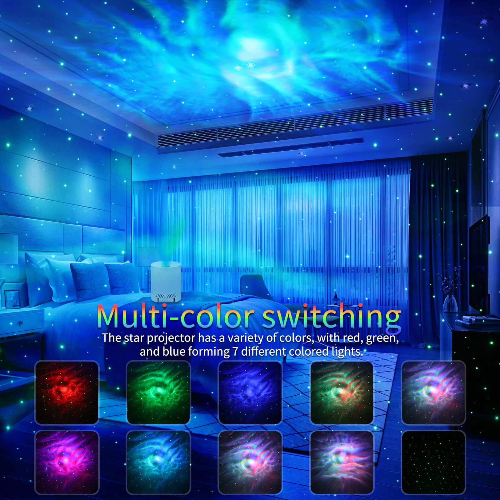 Caiyue Star Projector, Galaxy Projector For Bedroom, Night Light Projector With Timer And Remote Control, Adjustable Speed And Brightness, For Aurora Projector For Bedroom, Living Room And Home Theater