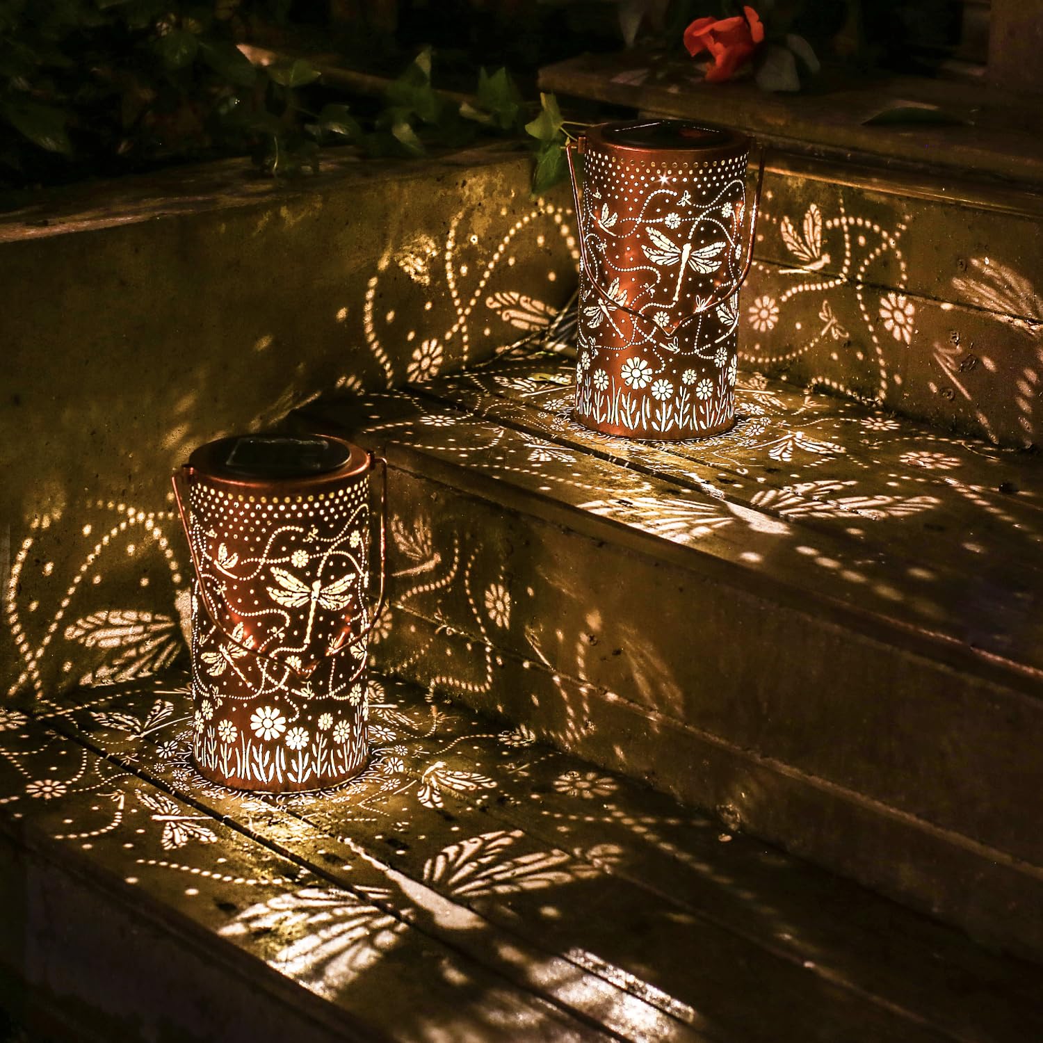 Tiggsy Dragonfly Solar Lanterns Outdoor Waterproof Hanging Solar Lights Dragonfly  For Women Men Metal Decorative Led Lanterns For Yard, Patio, Lawn, Tabletop, Pathway, Landscape, Garden Decor