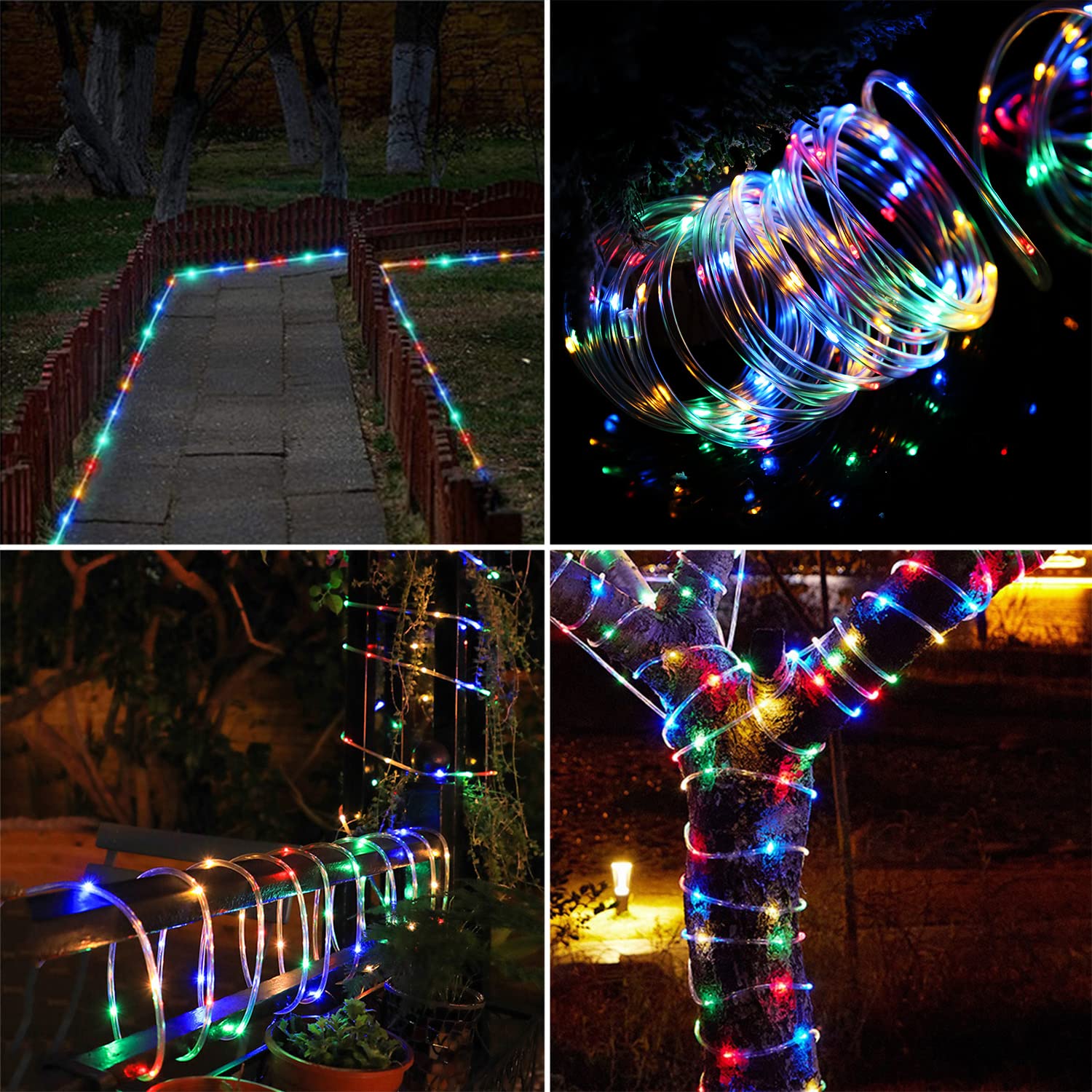 Ruichen Solar Rope Lights Outdoor String Lights, 16.5 Ft 50 Led Tube Light Waterproof Copper Wire Fairy Lights For Garden Fence Yard Christmas Wedding Party (Multicolor)