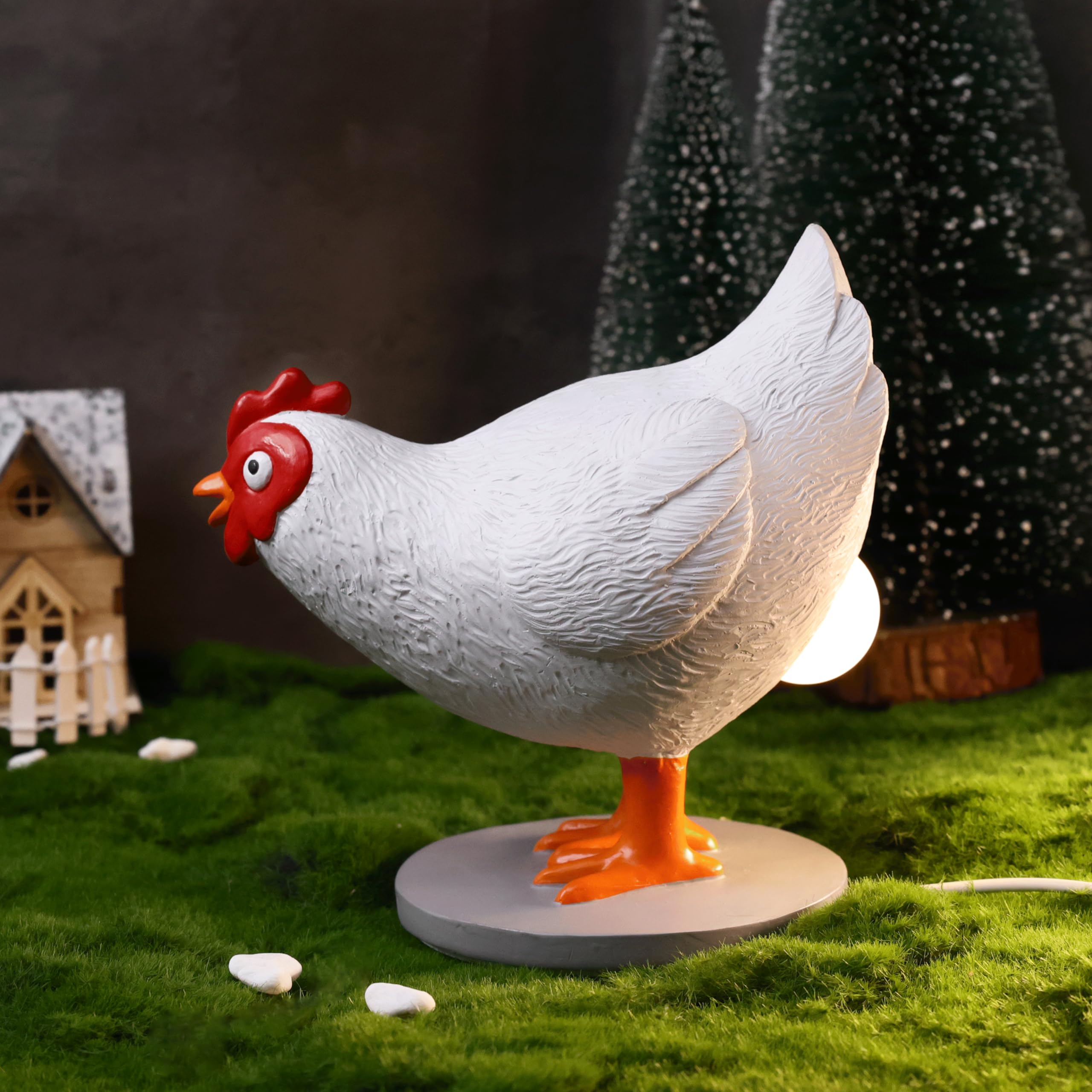 Okiyid Chicken Egg Lamp, Funny Chicken Table Lamp, Led Egg Night Lght, Resin Chicken With Stepless Dimming Function, Decoration For Home, Bedroom, Study Room