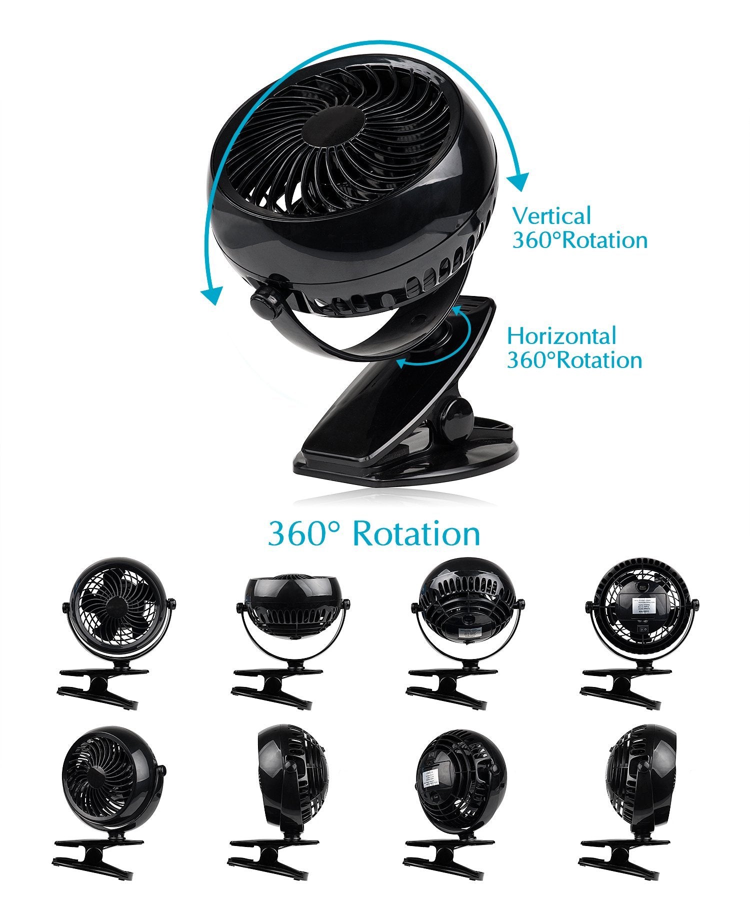 Gazeled Battery Operated Fans, Stroller Fan Battery Operated, Portable Battery Powered Fan With Clip