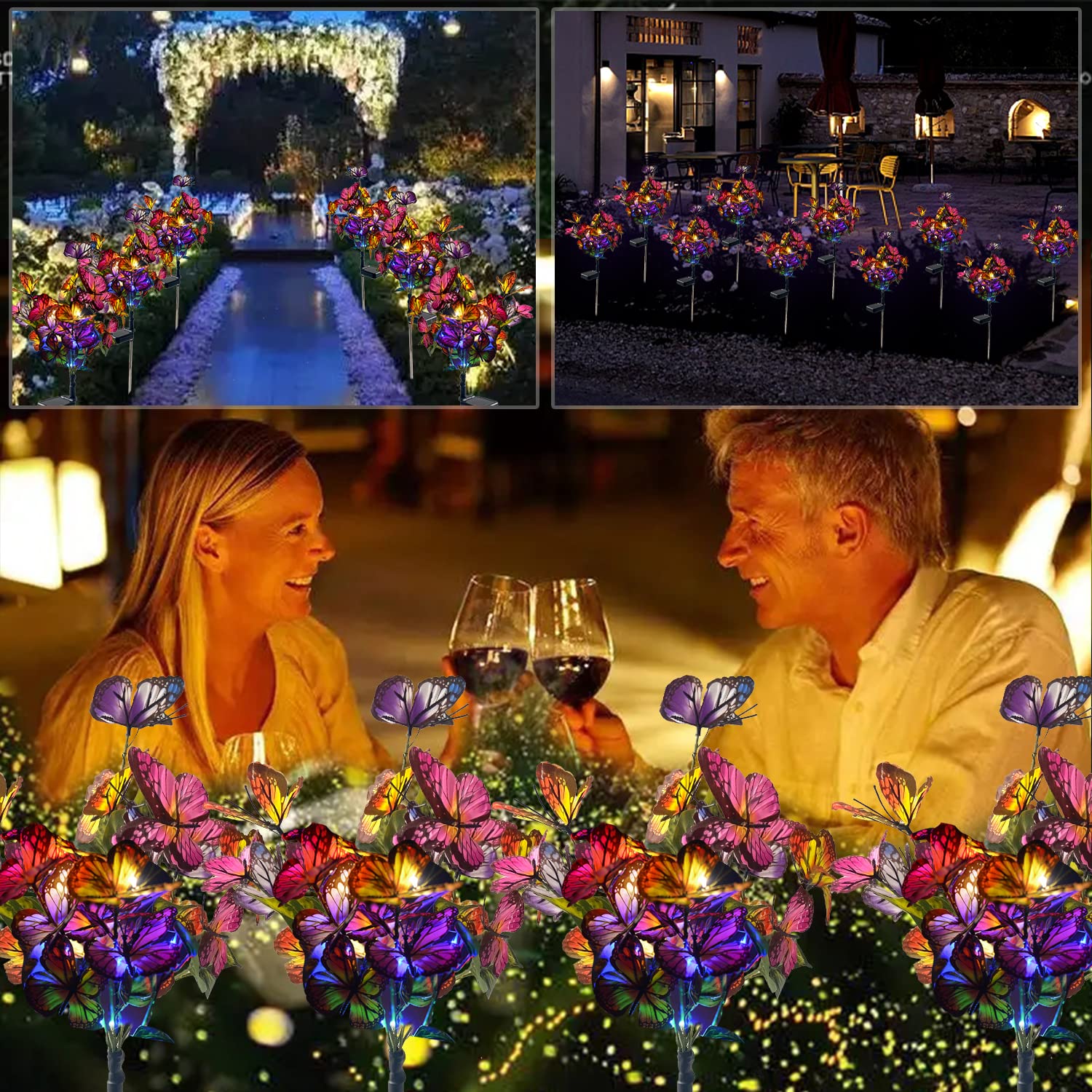 Igrark Solar Lights Outdoor Garden Butterfly Decorative Solar Stake Lights With Butterflies 2 Pack Decor Powered Waterproof For Garden Yard Pathway