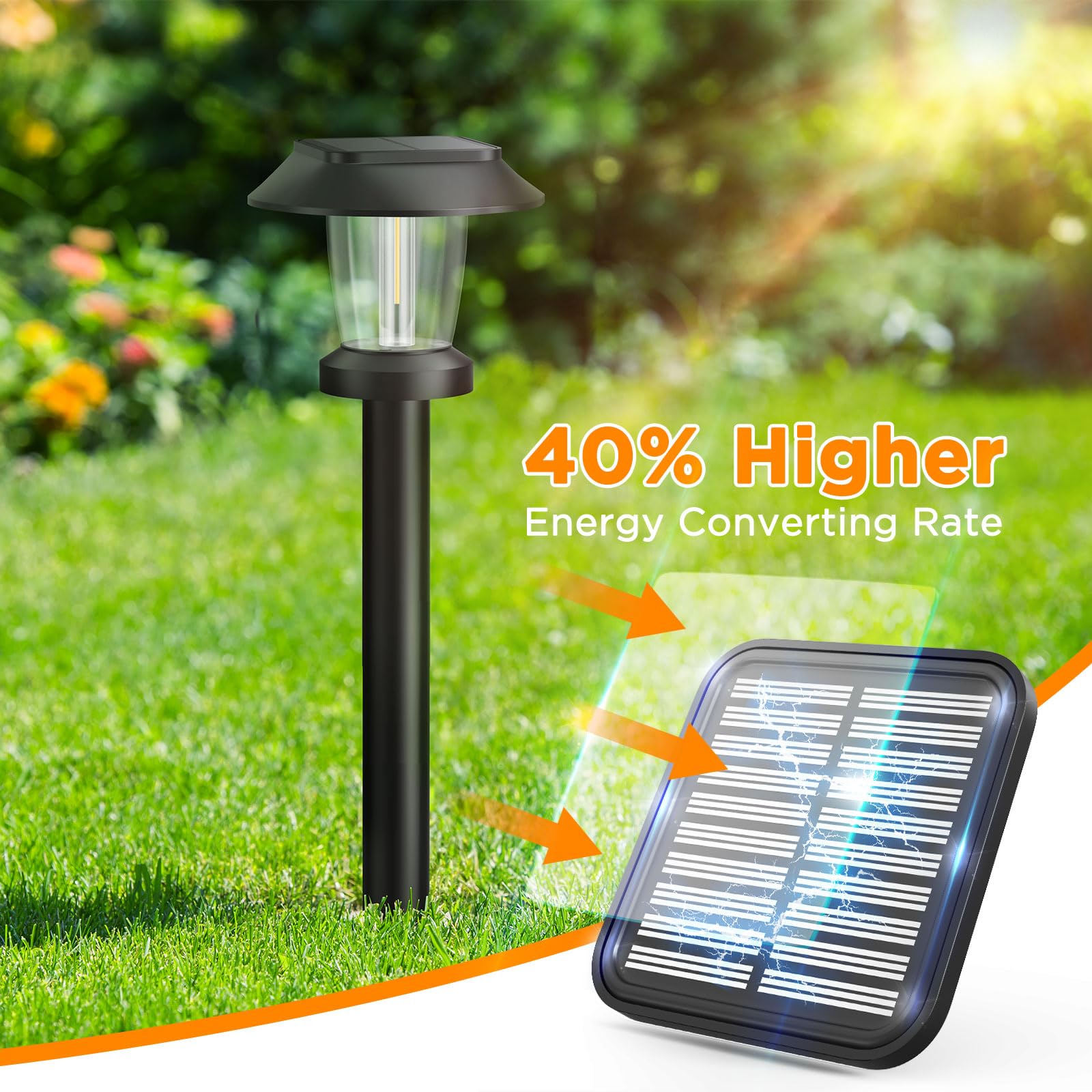 Alepod Solar Pathway Lights Outdoor - 8 Pack Solar Powered Garden Lights Waterproof, Decor Landscape Lighting With Three Lighting Modes For Yard, Lawn, Walkway, Driveway, Warm White