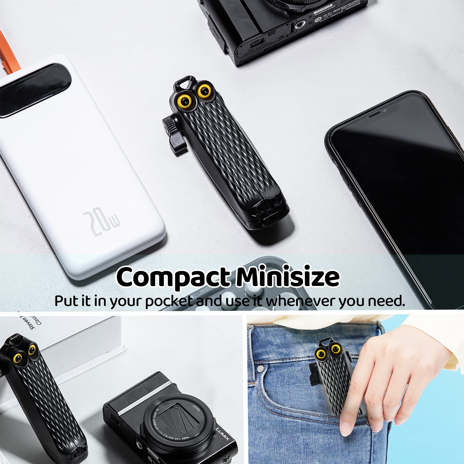 Goocong Phone Tripod Mini Tripod Tabletop Small Tripod Desktop Stand Compact Vlog Travel Selfie Stick Handle Grip For Iphone 13, Samsung Smartphone