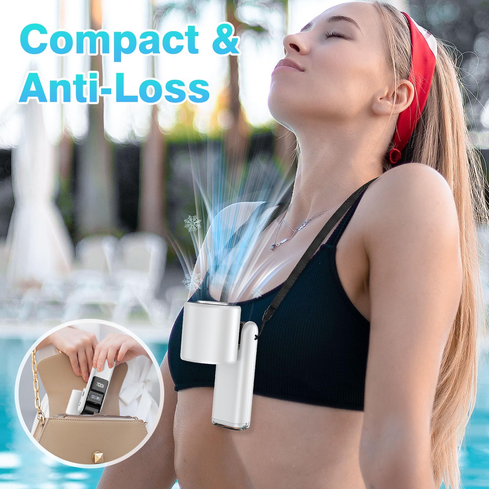 Portable Handheld Fan, 4000Mah Powerful Mini Fan With Light, 13H Max Ice Cooling Time Stepless Speed