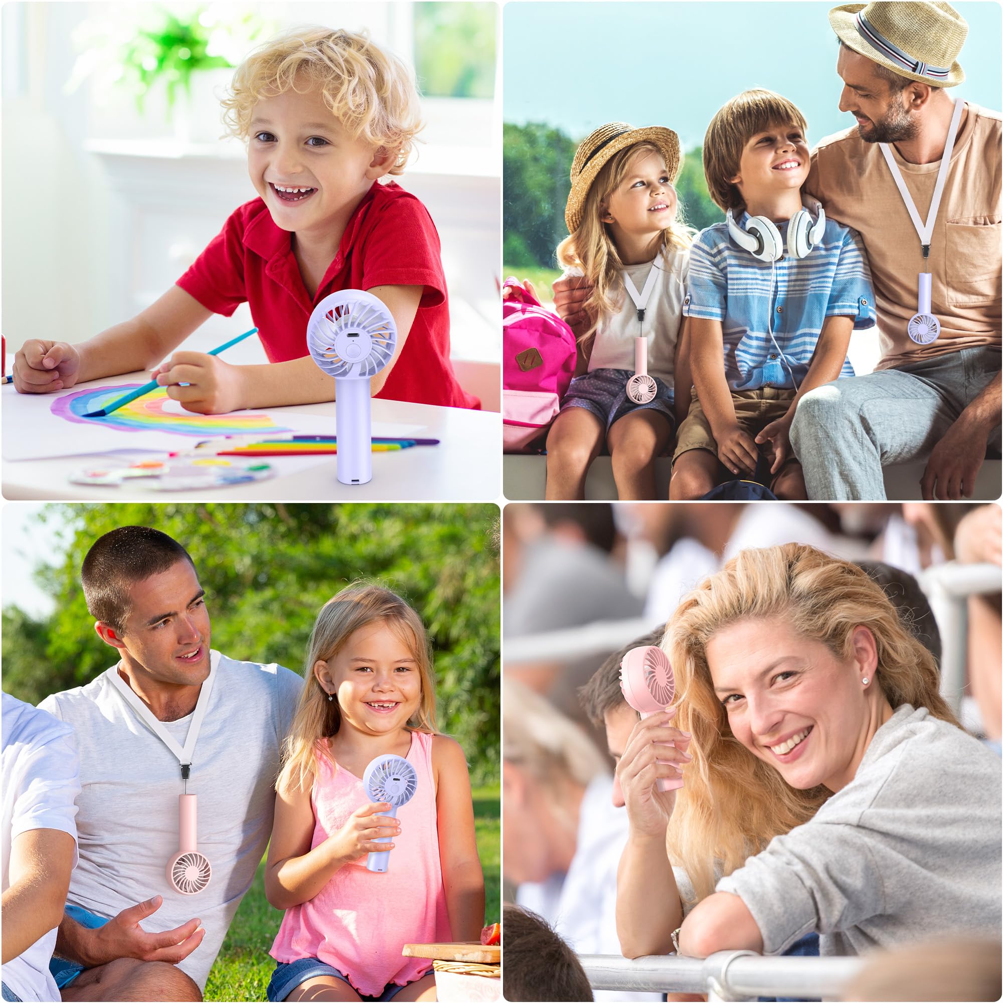 Morecore 2 Pack Mini Handheld Fan, 3 Powerful Speeds & Usb Rechargeable, Cute Design With Lanyard