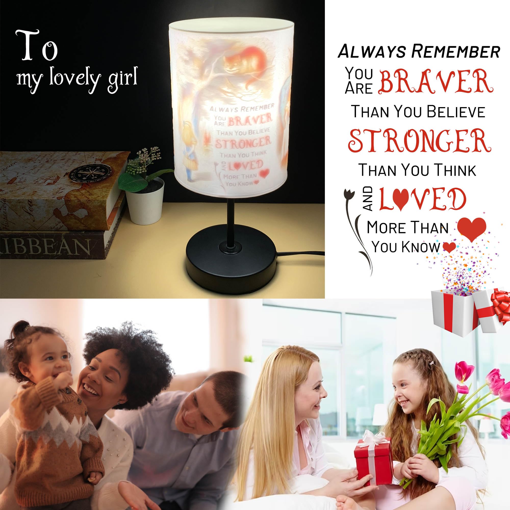 Yimoo Alice In Wonderland Lamp, Table Lamp Birthday Christmas For Girls Women Boys, Night Light Bedroom Accessories Party Decoration Collectable Merchandise
