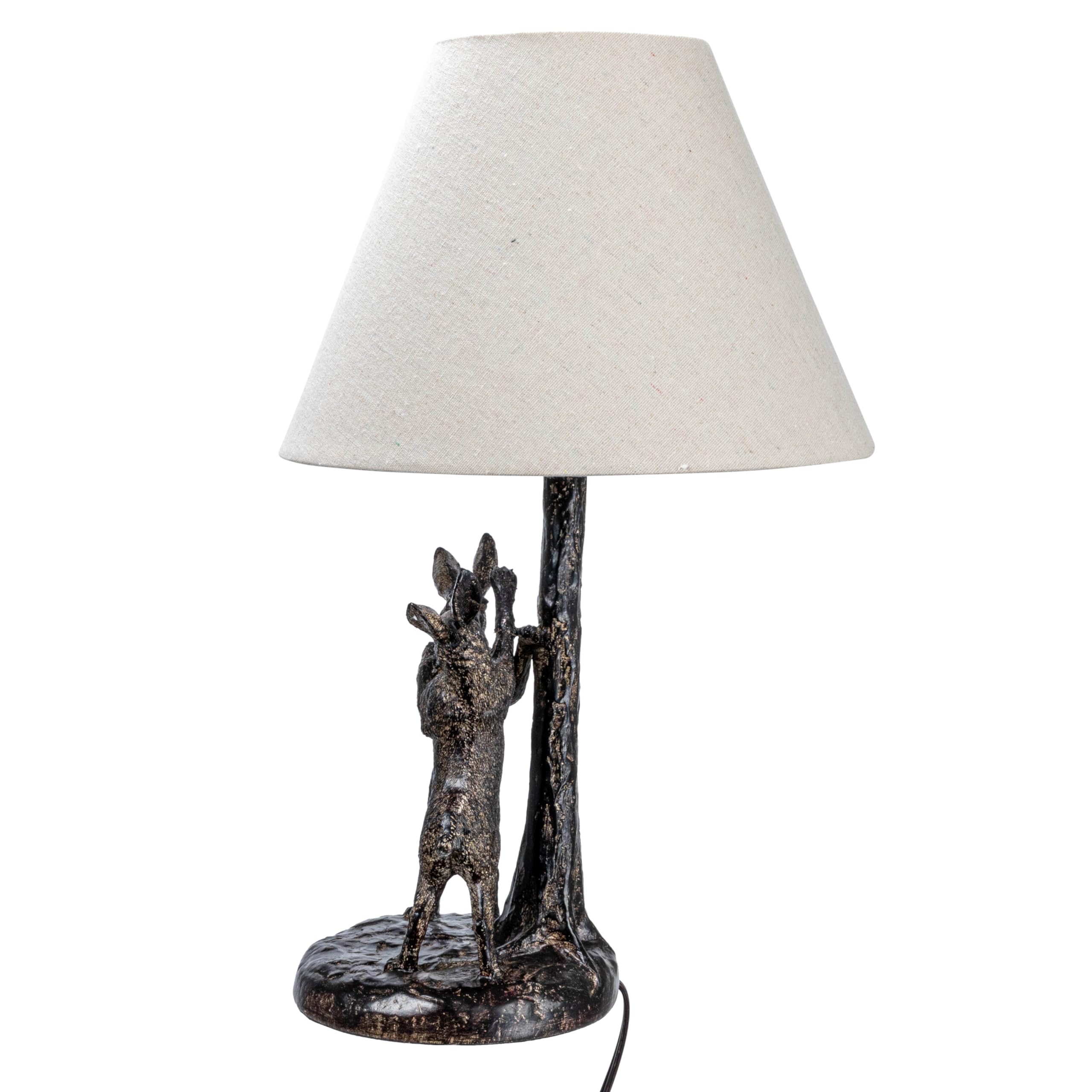 Creative Co-Op Ec1464 Bunny Rabbit Linen Empire Shade, Brown And Natural Table Lamp
