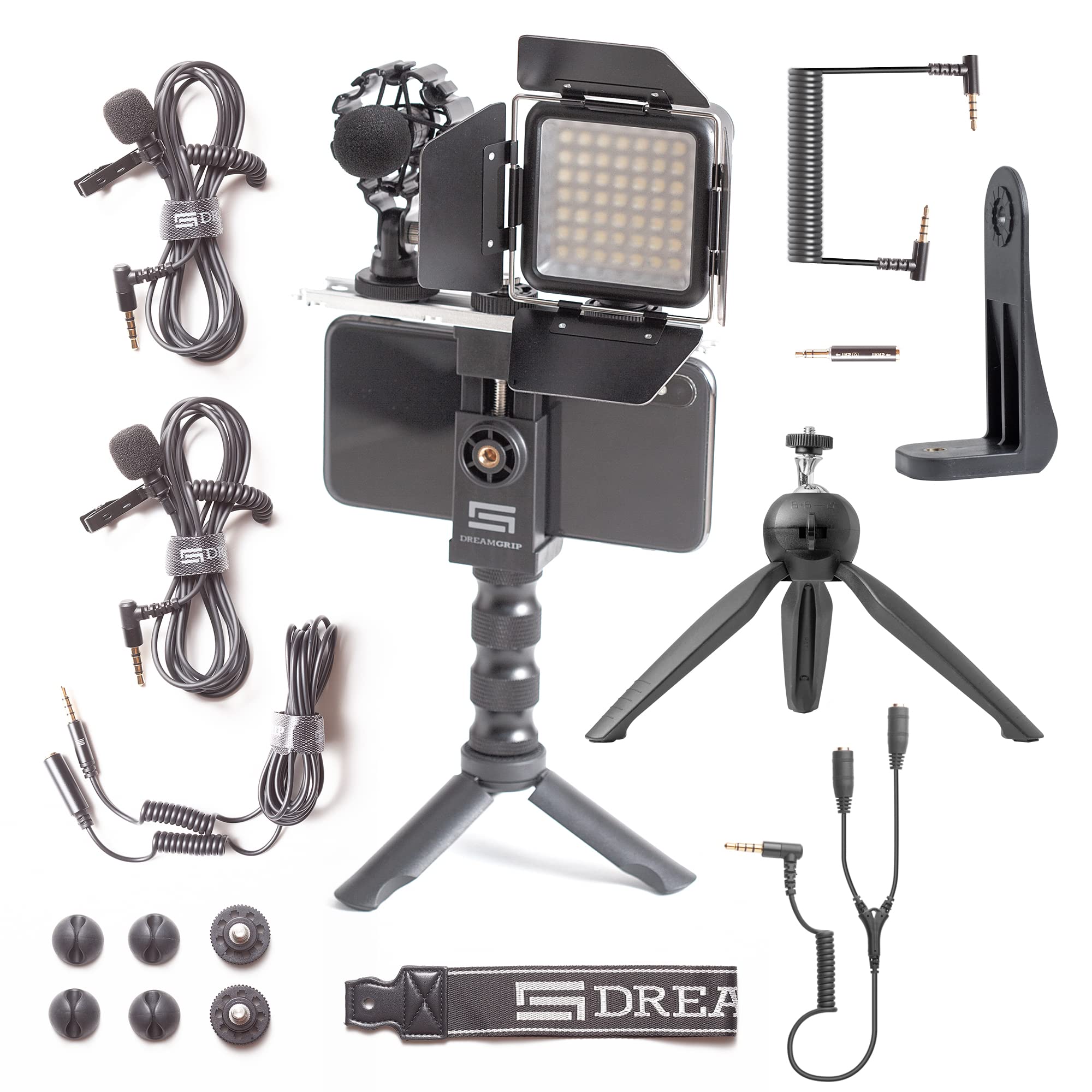 Dreamgrip Scout Mojo 2 Plus Modular Rig Kit With 3 Microphones,Led Light,And All-In Accessories Set For Pro Video Production With Any Smartphone For Journalists,Vloggers,Youtubers,And Content Creators