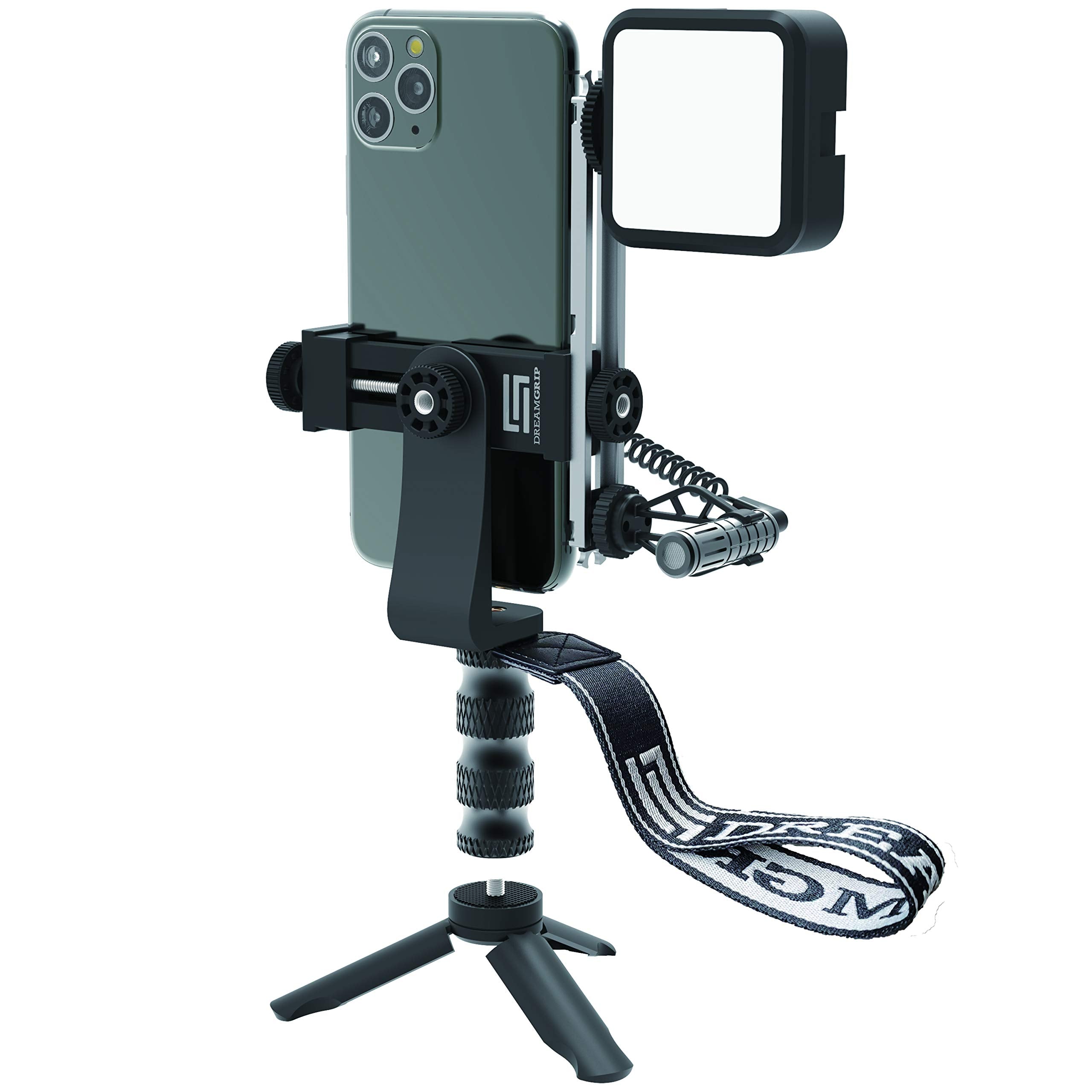 Dreamgrip Scout Mojo 2 Plus Modular Rig Kit With 3 Microphones,Led Light,And All-In Accessories Set For Pro Video Production With Any Smartphone For Journalists,Vloggers,Youtubers,And Content Creators