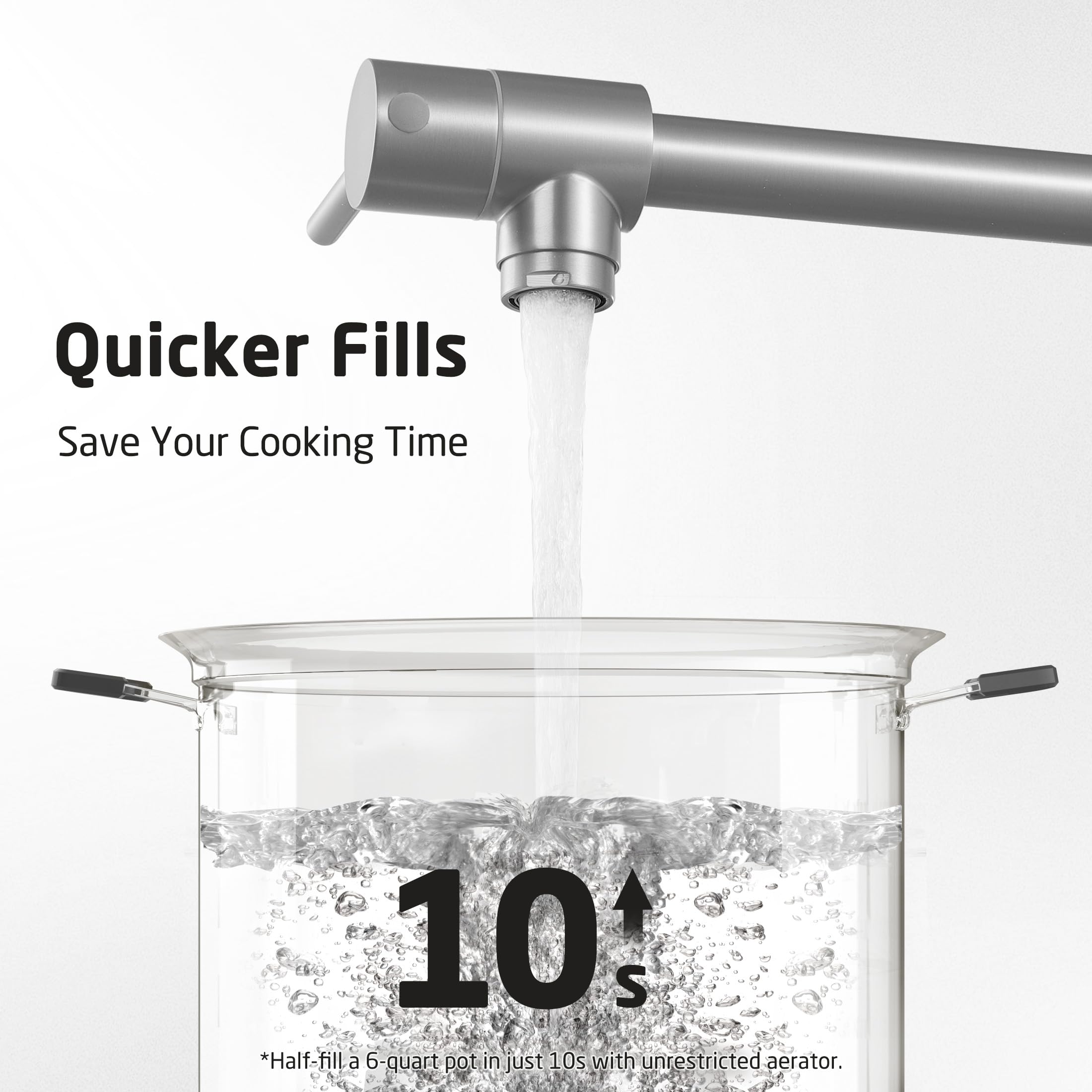 Kes Pot Filler Faucet With Heat-Resistant Cartridge, 25.6" Over Stove Pot Filler Brushed Nickel, Kitchen Wall Mount Faucet With 360° Swing Arm, Stainless Steel, Nsf , Kn926S24Lff18-Bs