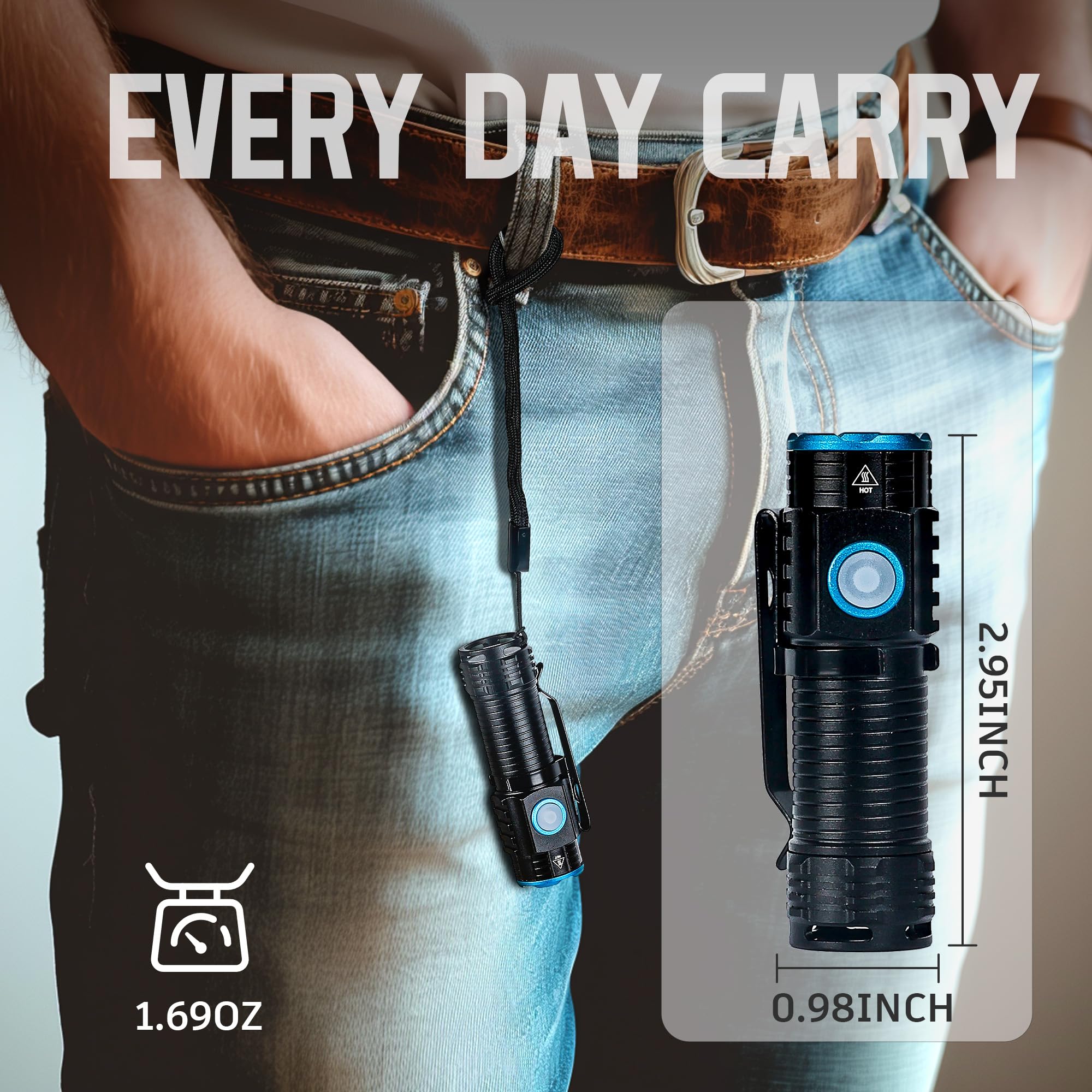 Lexall Small Flashlight, 2 Pack 1500Lumens Edc Flashlight Rechargeable Waterproof Mini Flashlight With Clip, 4 Modes, Pocket Flashlight With Lanyard Handheld Flash Light For Camping, Hiking, Emergency