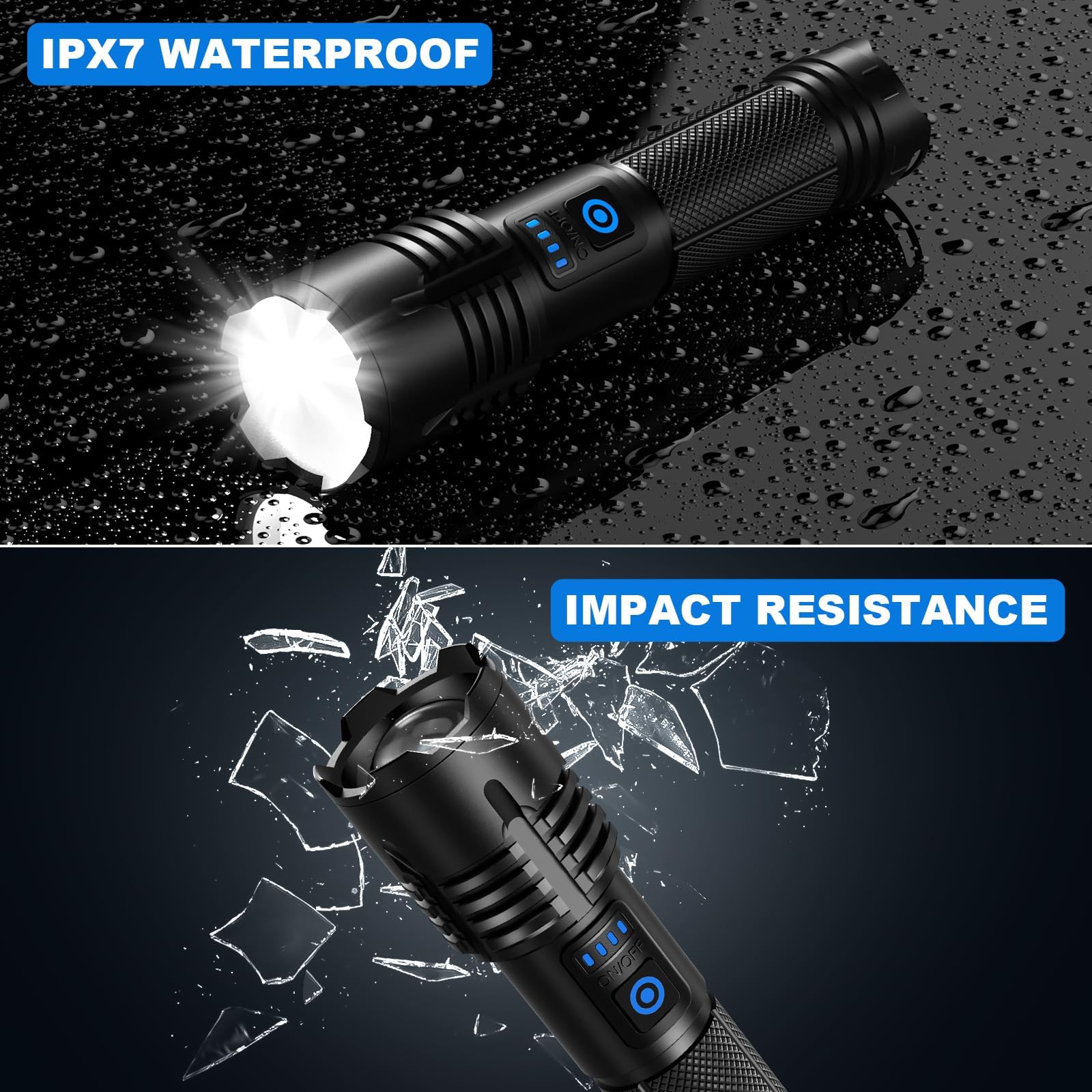 Lylting Rechargeable Flashlights High Lumens, 990000 Lumens Super Bright Led Flashlights With Usb Cable, Adjustable Powerful 5 Modes Waterproof Flashlight Handheld Flash Light For Home Camping