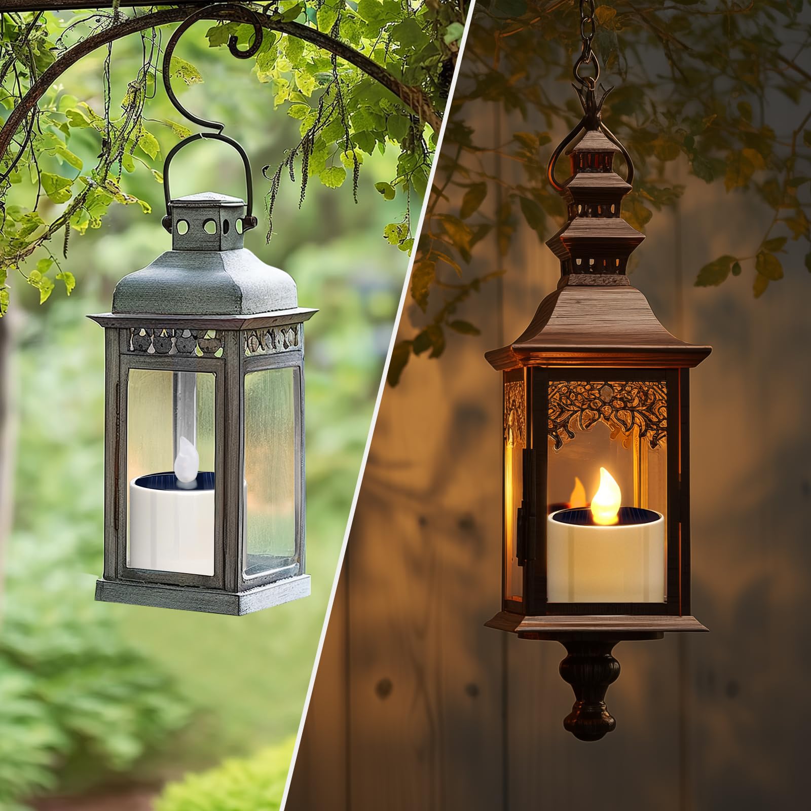 Soulbay 6Pcs Solar Power Tea Lights Outdoor Candle Flameless Flicker Ip65 Waterproof Rechargeable Led Candles With Dusk To Dawn Sensor For Lantern Garden Camping Party Home Decorations, 2.3" X 2"