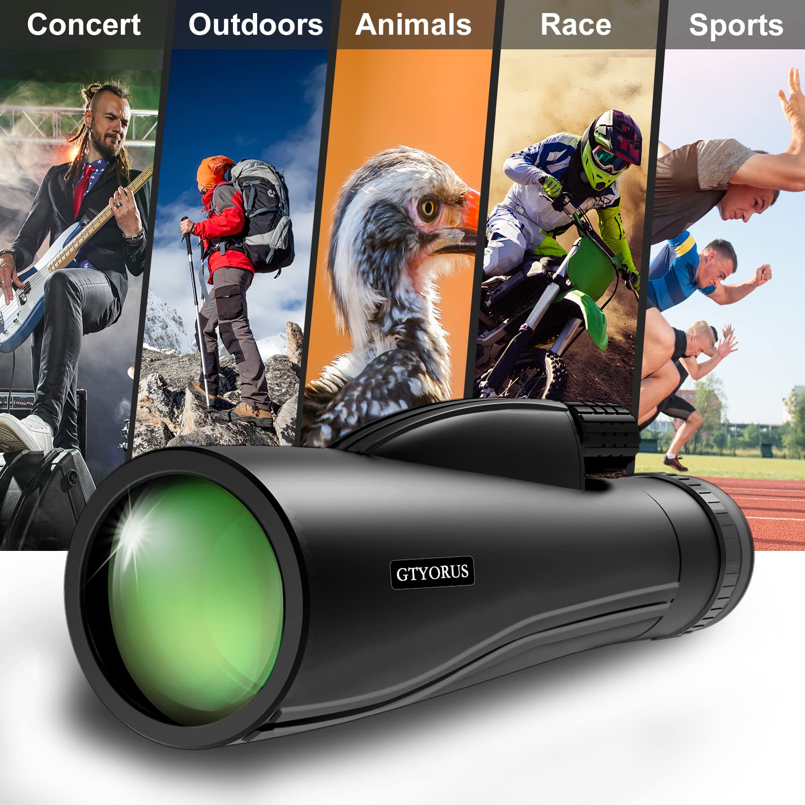Gtyorus 10-30X50 Monocular Telescope - Low Night Vision Hd Monoculars With Smartphone Adapter & Tripod Waterproof Bak4 Prism - High Power Long Range Scope For Bird Watching Travel Camping Hiking