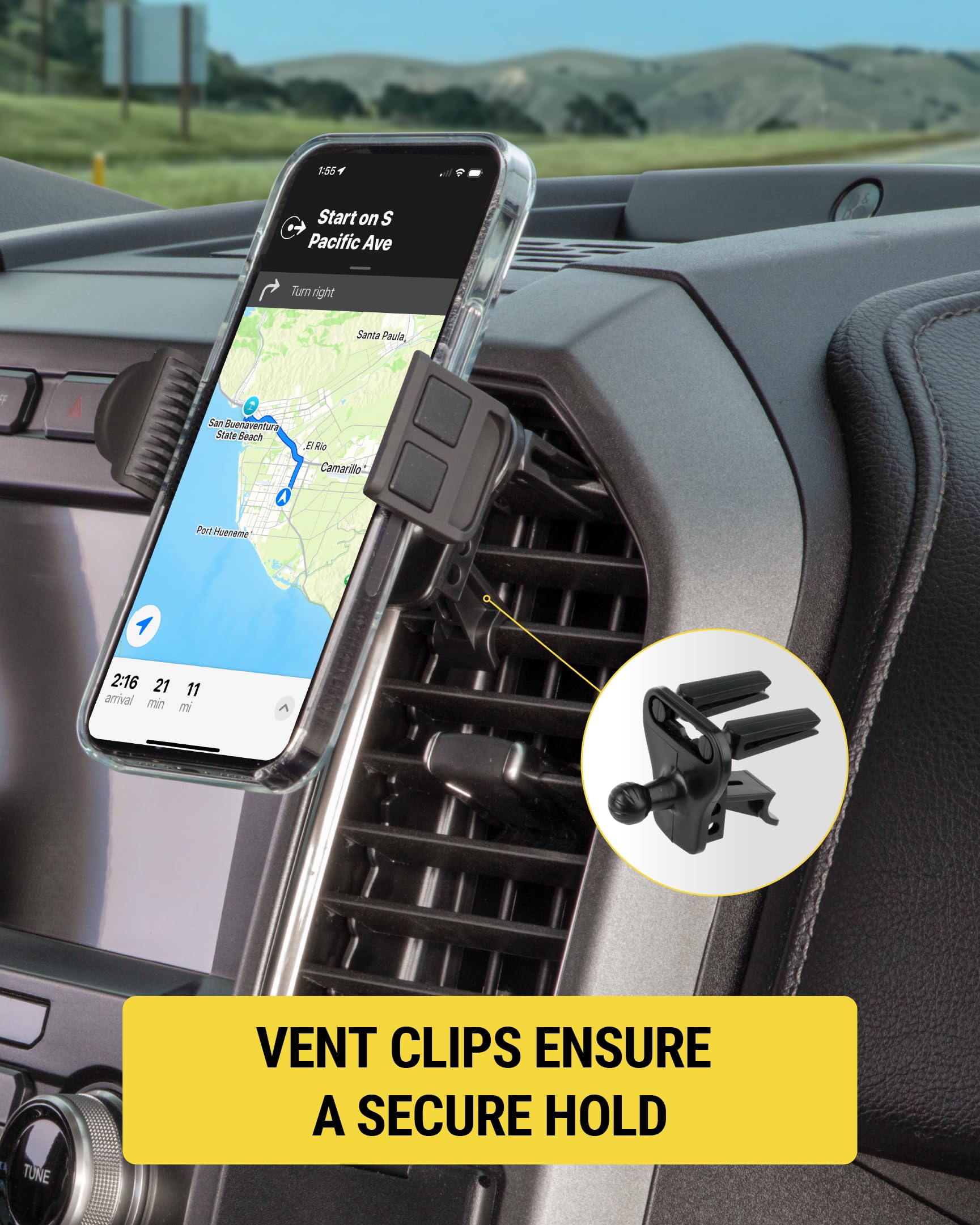 Scosche Hvm2 Universal Hands- Car Phone Holder Vent Mount, 360° Adjustable Phone Stand, Cell Phone Holder For Car Air Vent Or Truck Compatible With Iphone, Galaxy And All Mobile Android Phones