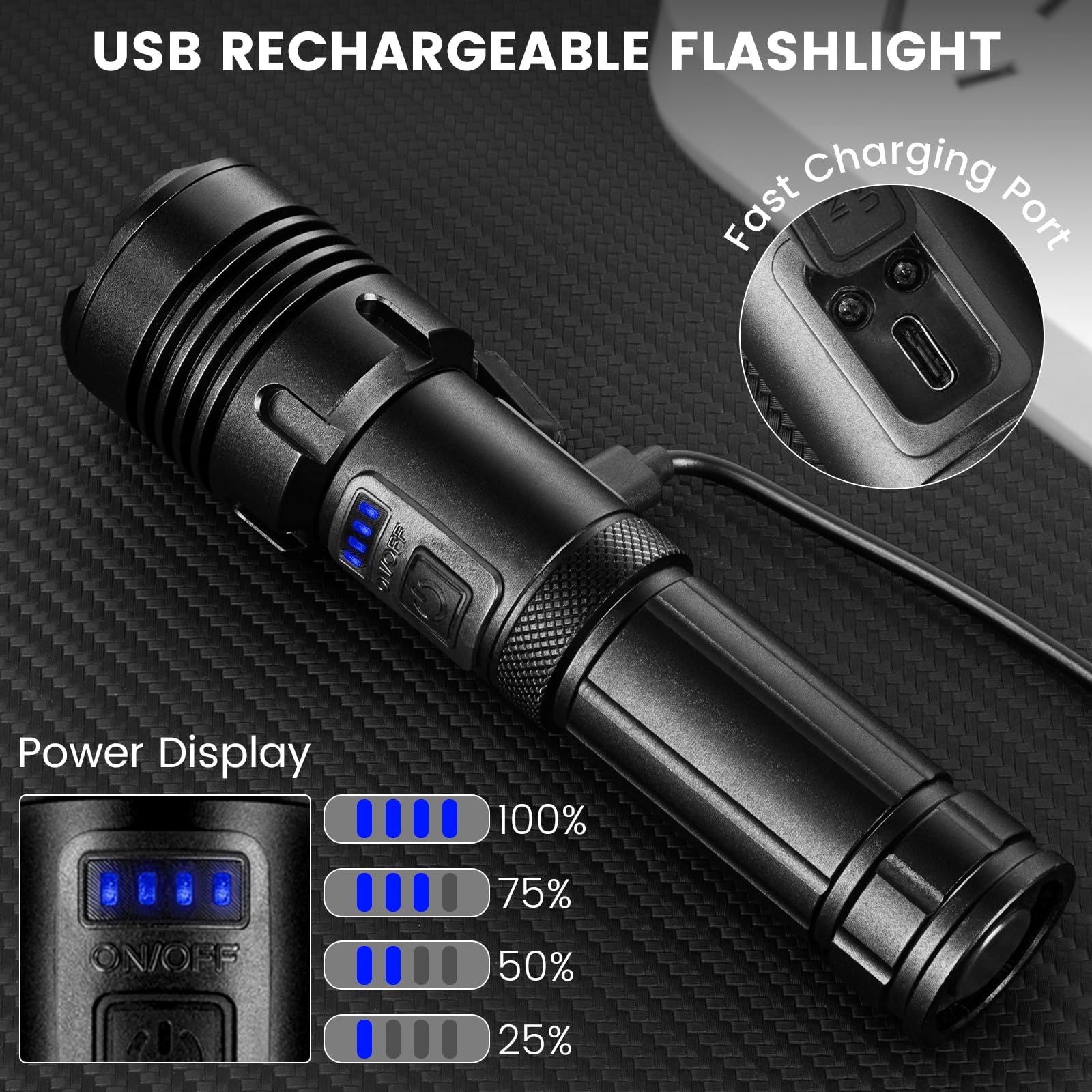 Befamali Rechargeable Flashlights High Lumens, 990,000 Lumens Super Bright Flashlight With 5 Modes, Waterproof Powerful Led Flash Light For Home Camping Hiking(2 Pack)