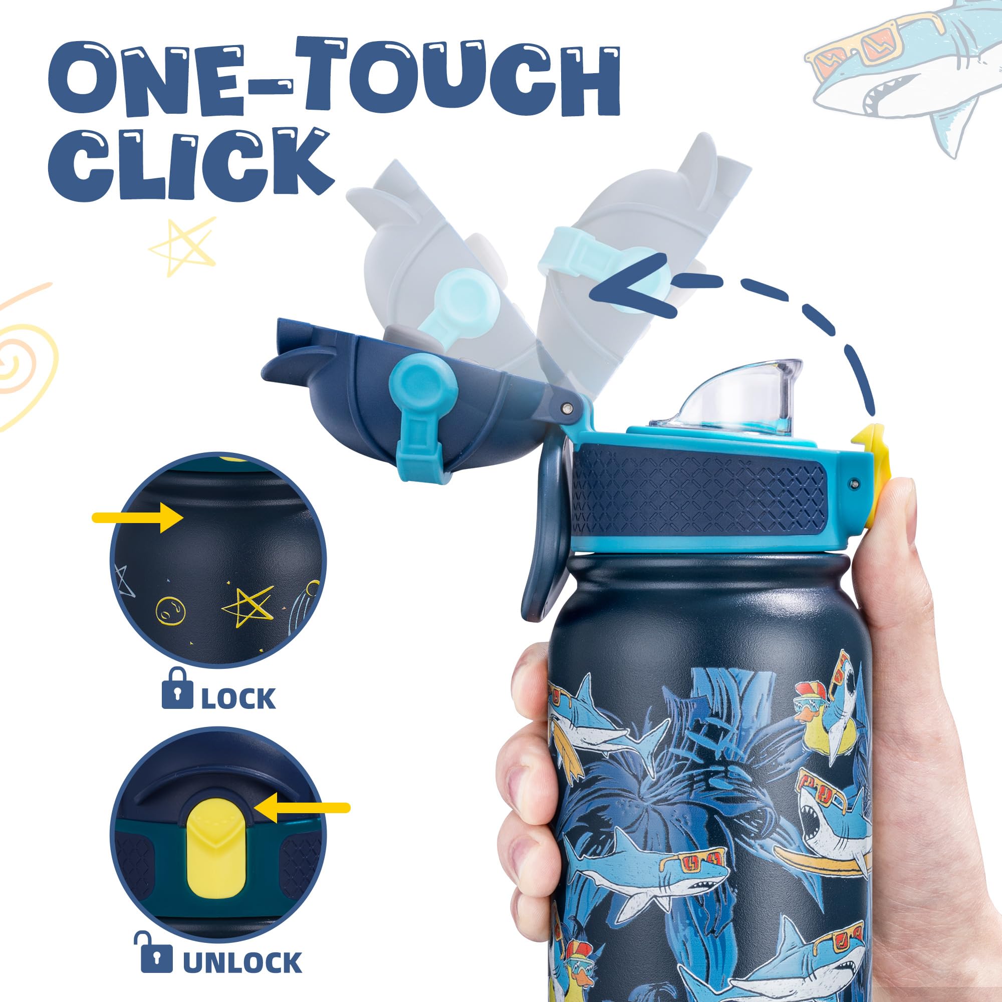 Oldley Kids Water Bottle 12Oz Insulated Water Bottle, Double Wall Stainless Steel Vacuum Bottle