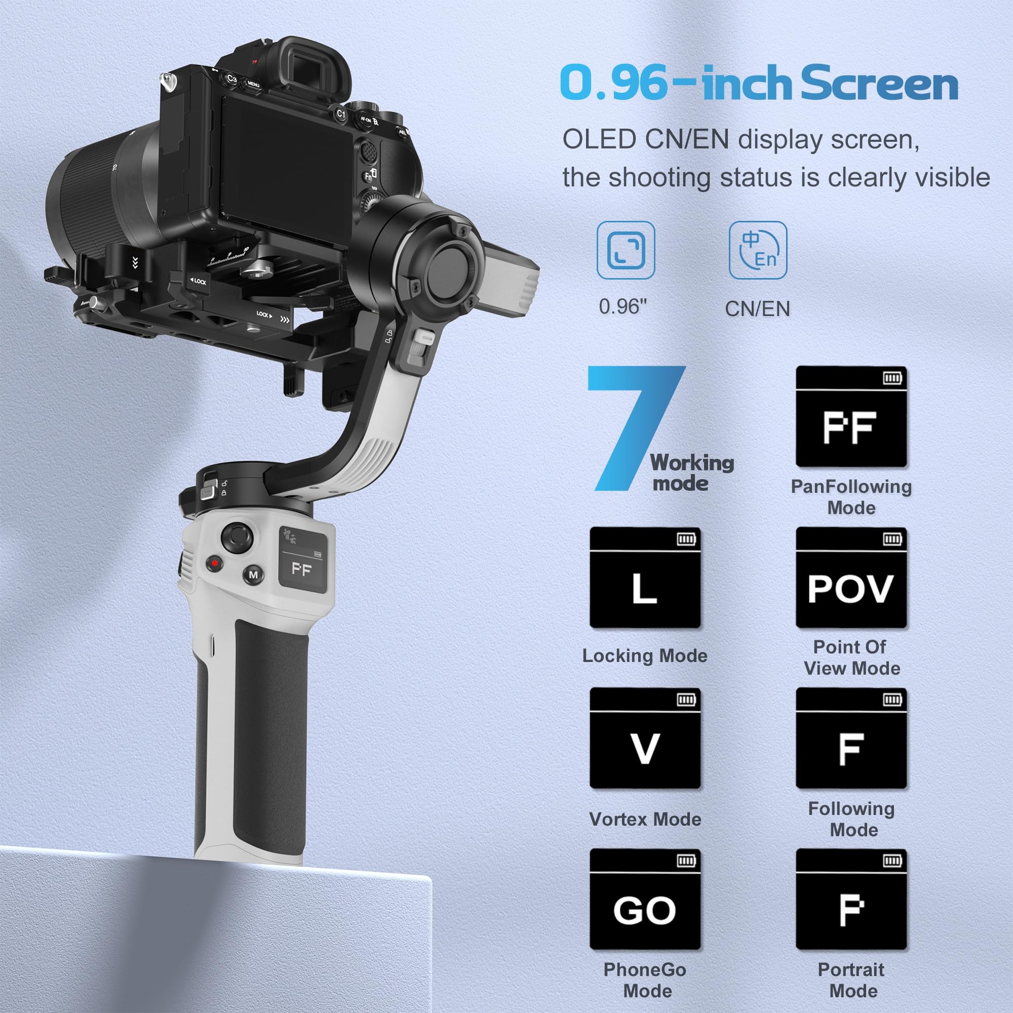 Zhiyun Cinepeer Weebill 3E Mirrorless Gimbal Lightweight Stabilizer, Up To 3Kg/6.6Lbs Payload, 3-Axis Camera Gimbal For Canon/Sony/Panasonic/Nikon, Bluetooth Shutter Control, Native Vertical Shooting