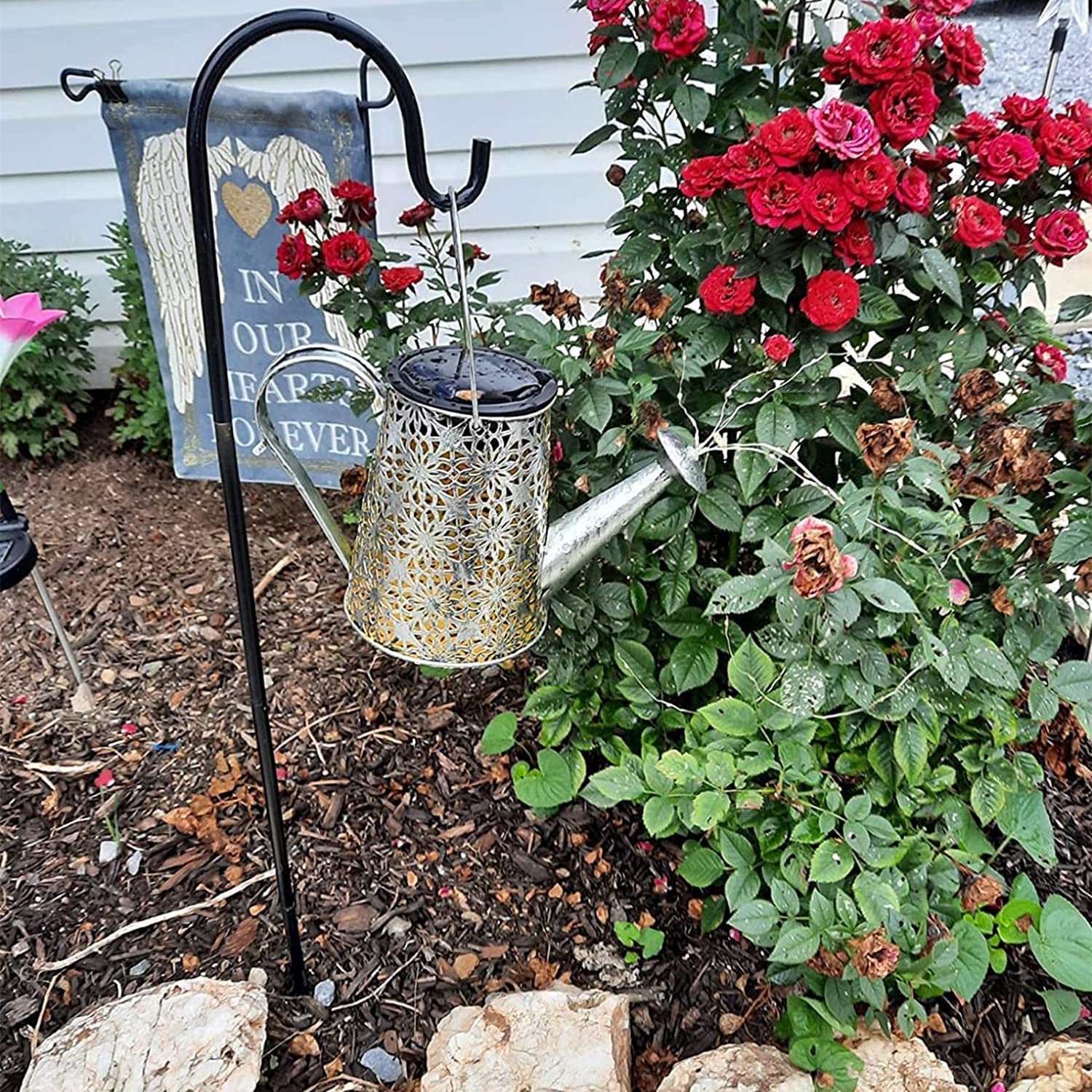 Zusonud Solar Lights Outdoor Garden Decorations,Watering Can Landscape Light Large Hanging Lantern ,Outside Waterproof Patio Decor Perfect Mothers Day