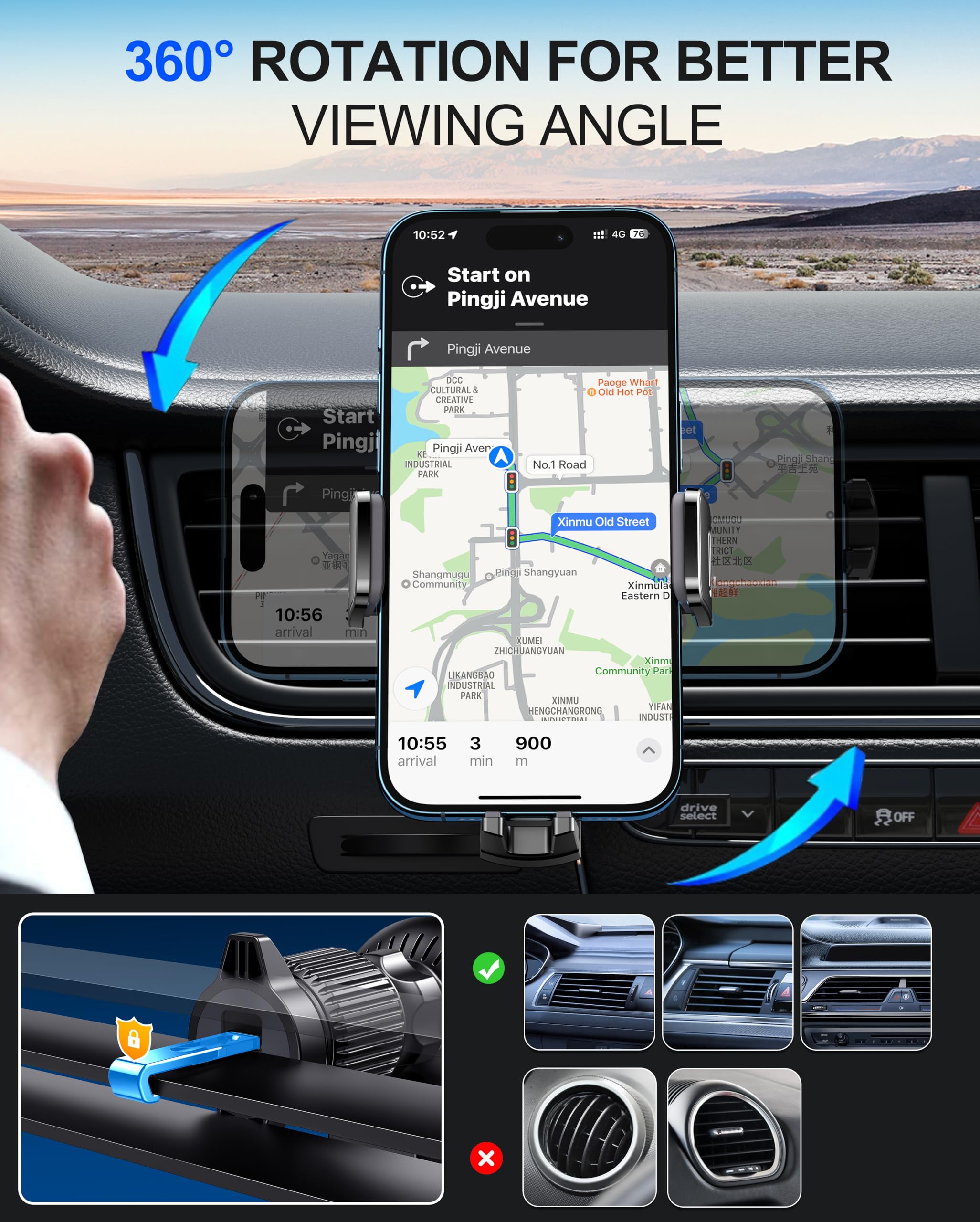 Guceful Wireless Car Charger, 15W Fast Charging Auto Clamping Car Phone Holder Wireless Charger Air Vent Car Phone Mount Fit For Iphone 15 14 13 12 Mini Pro Max 11 Xr Xs X, Samsung Galaxy S23 S22 S21+