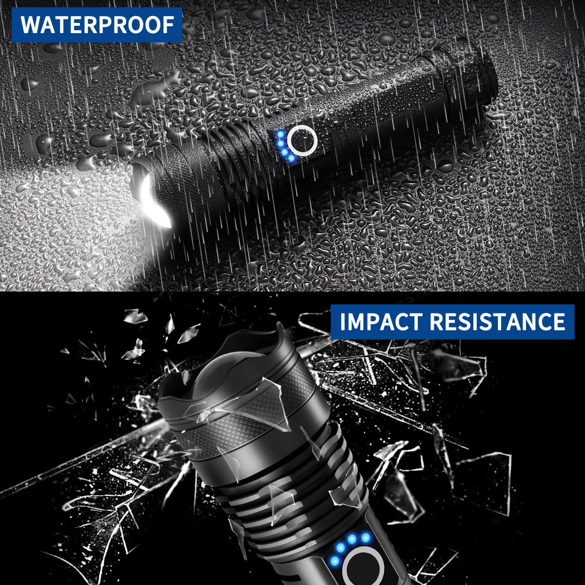 Lnryy Flashlights High Lumens Rechargeable, 2Pack Rechargeable Flashlights, 990000Lm Super Bright Flashlight, 5Mode Tactical Flashlights High Lumens, Led Flashlight High Powered, Waterproof Flash Light Led