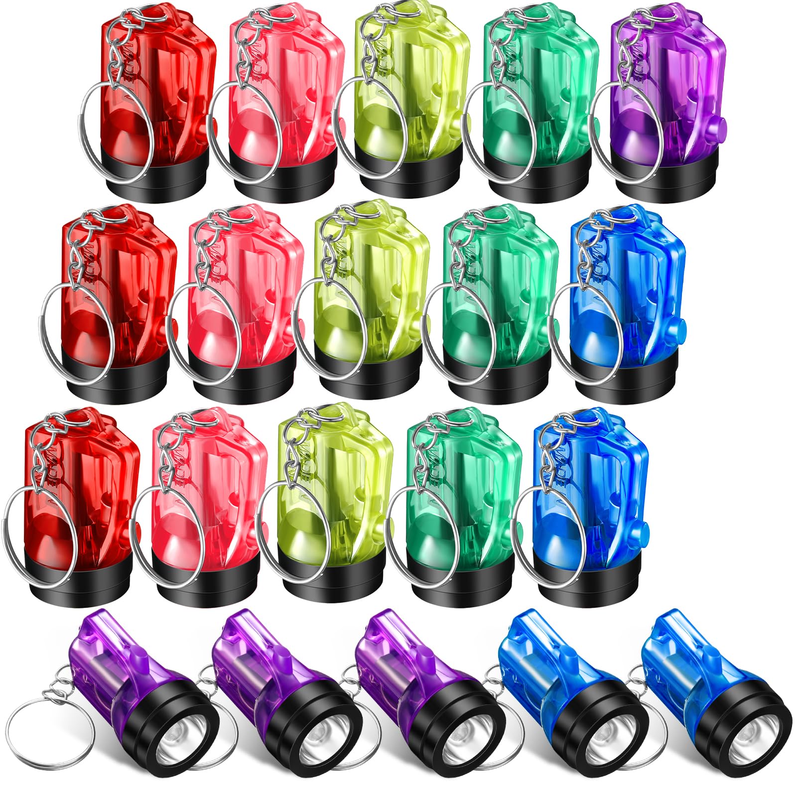 Ecation 20 Pcs Mini Flashlight Keychains Bulk Plastic Portable Handheld Led Key Chains For Birthday Party Favors(Assorted Colors)